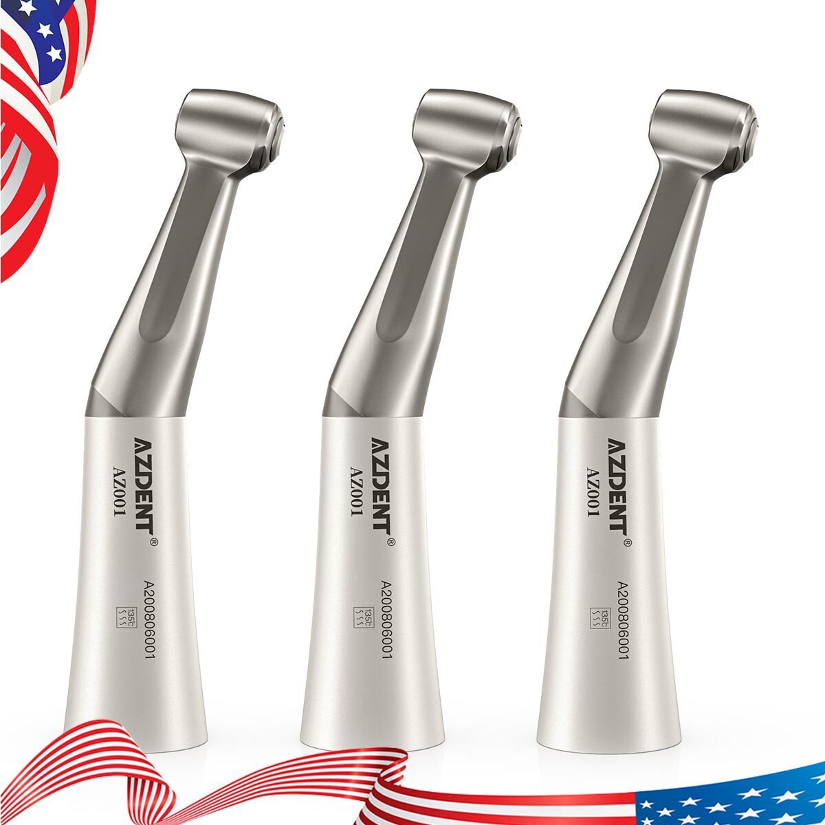 AZDENT Dental Low Speed Handpiece Contra Angle Push Button 1:1 Direct Drive