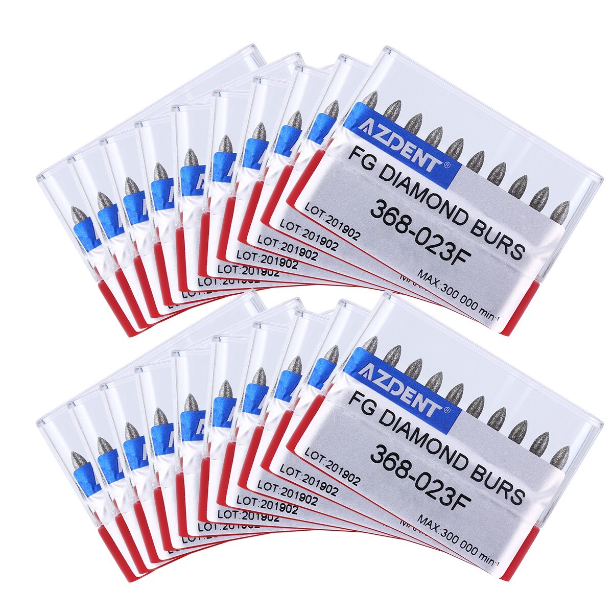 AZDENT Dental FG Diamond Burs Fine Red Football #368-023F 10pcs/pack USA