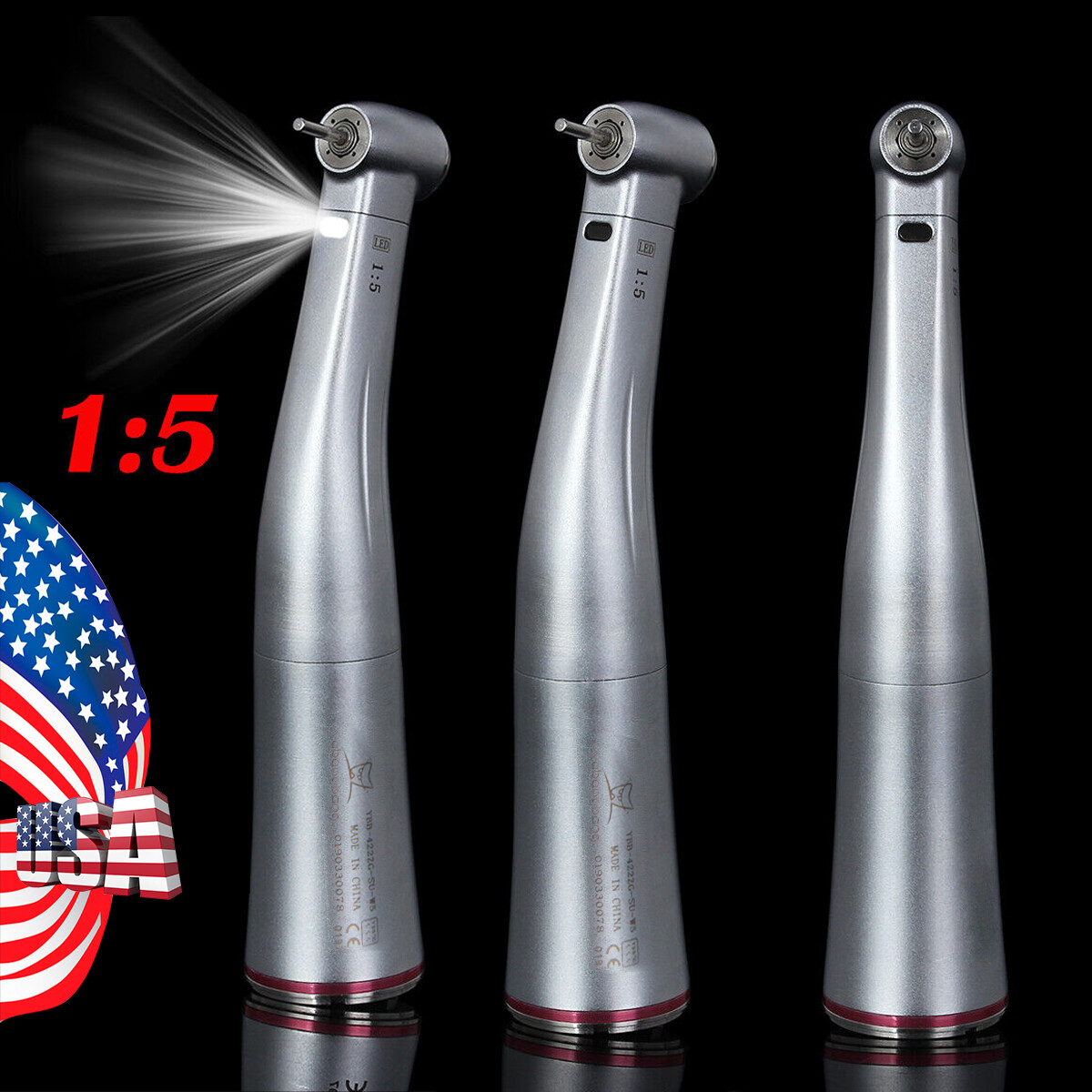 Dental 1:5 Increasing Handpiece Contra Angle LED /No LED fit NSK Electric Motor