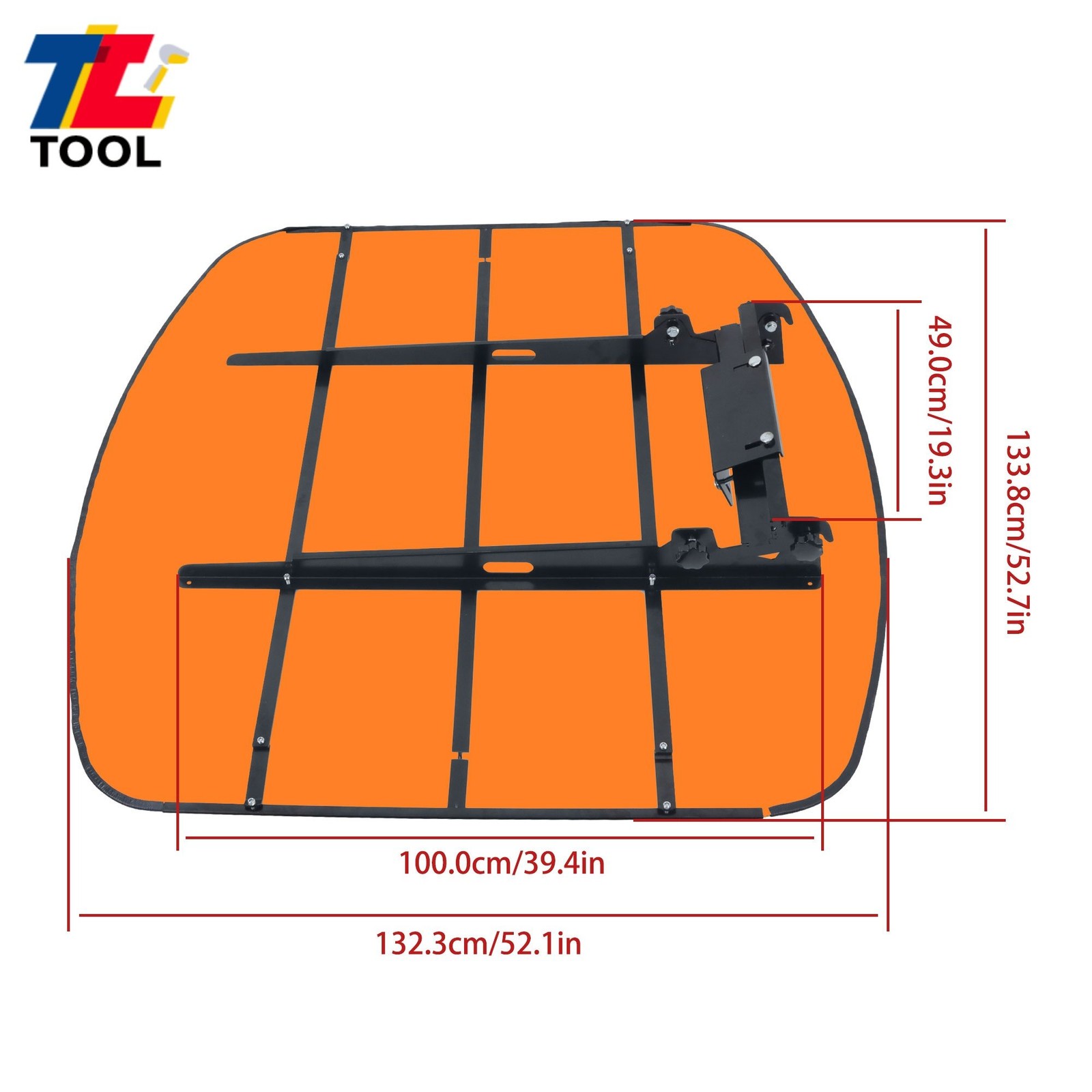 52″ X 52″ Orange For Rops Canopy Tractor and Mowers Umbrella 2″ x 2″ or 2″ x 3″
