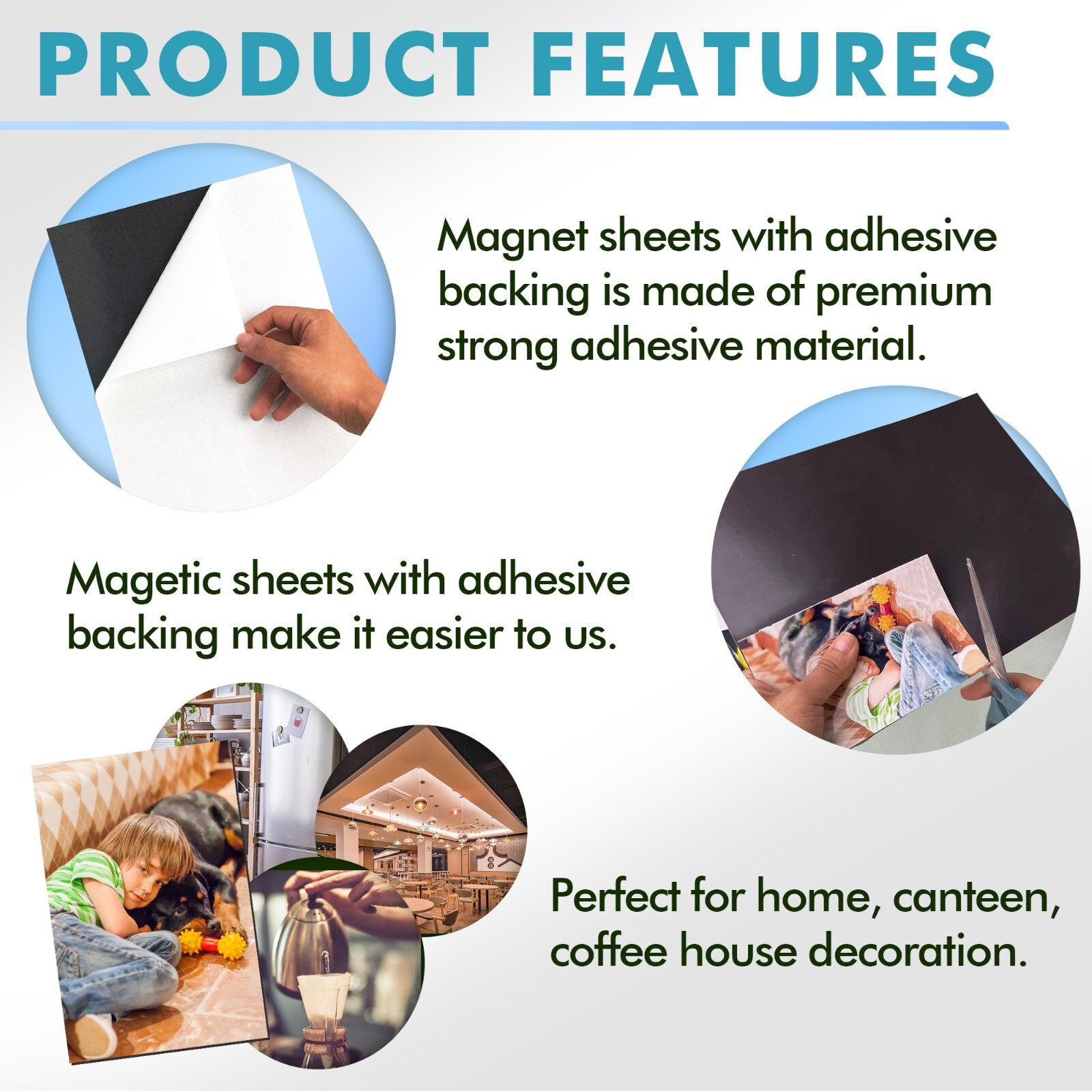 Strong Flexible Self Adhesive Magnetic Sheet 5×7 Photo Magnet Sheets 20 Mil 5PK