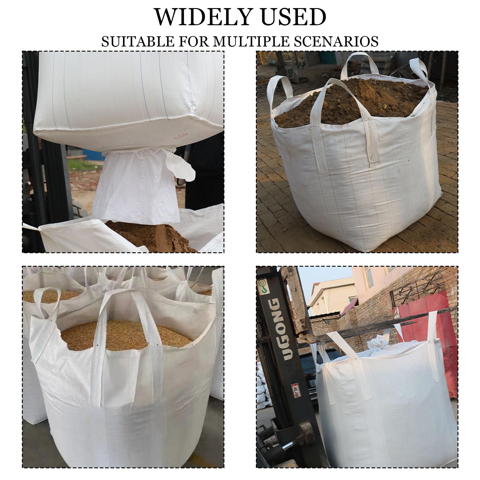 10Pack Duffle Top Spout Bottom FIBC Jumbo Bulk Bag One Ton Bag 35.4″L x 35.4″…