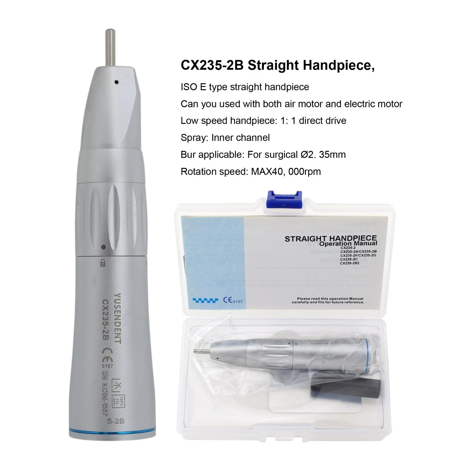 COXO Dental Lower Speed Straight Nose Cone Handpieces CX235-2B Inner Channel NSK