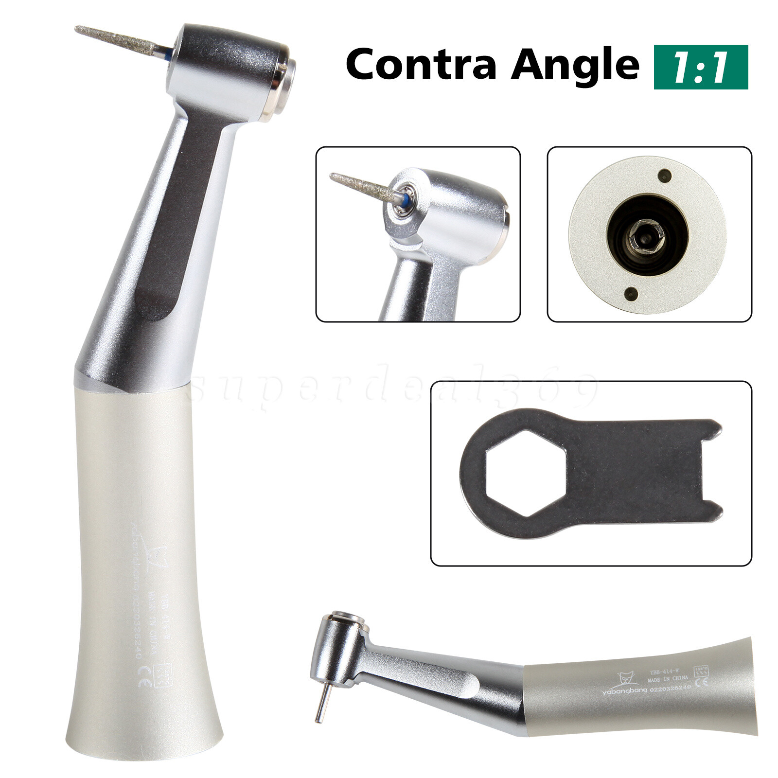 Dental Push Button Low Speed Contra Angle Handpiece E-type Fit FG 1.6mm Burs dk