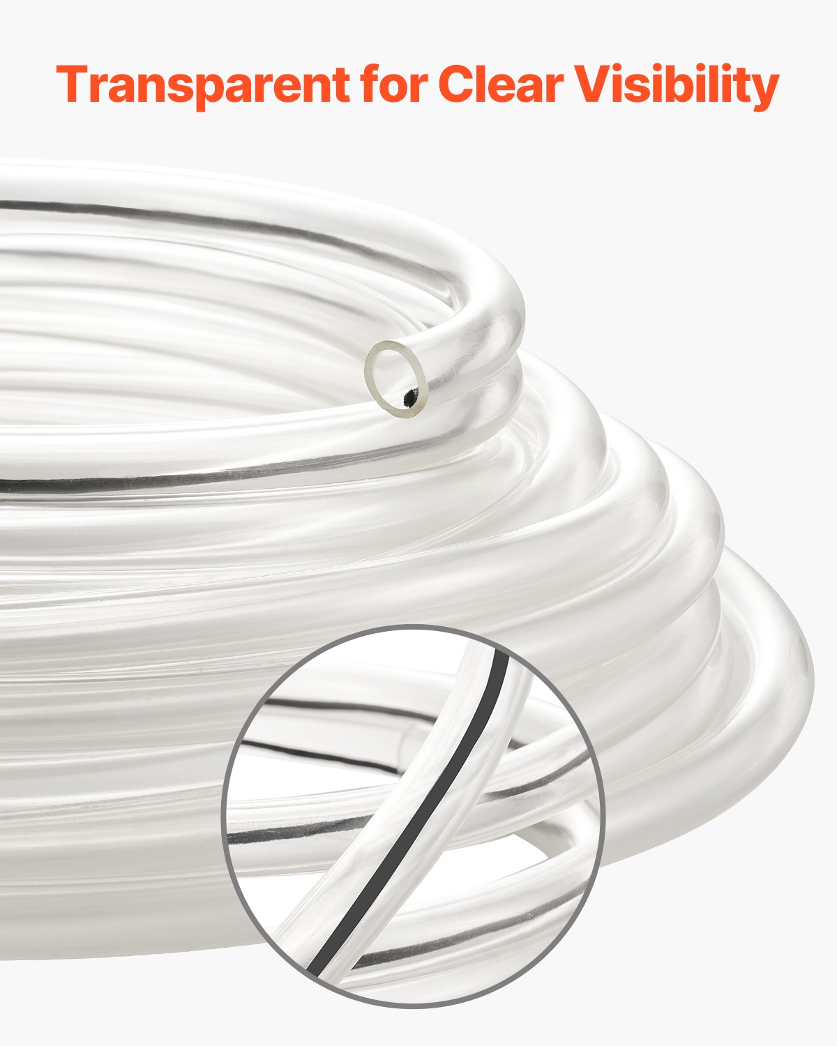 VEVOR Clear Vinyl Tubing 3/8″ ID x 1/2″ OD 50FT Plastic PVC Tubing Flexible Hose