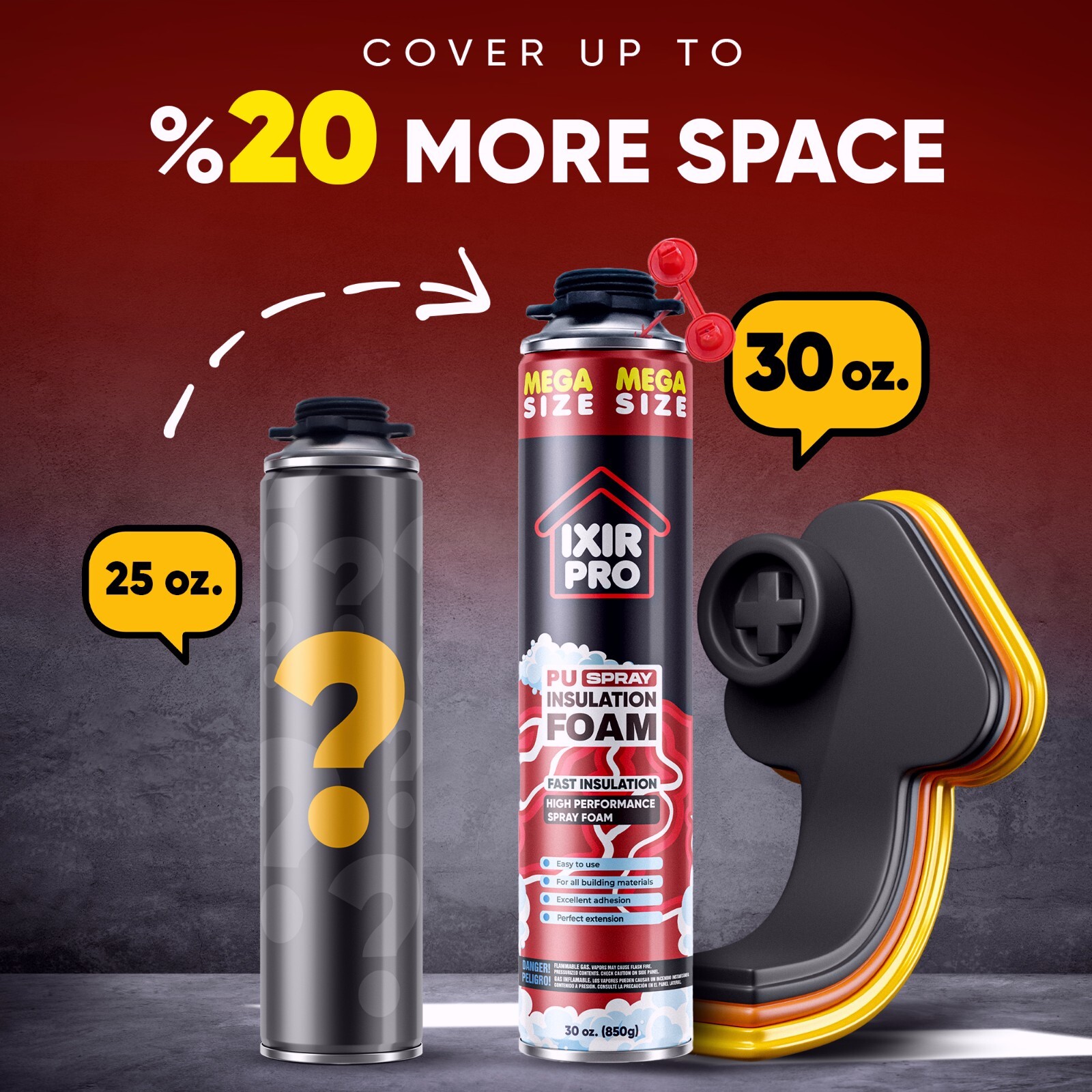 Mega Size Spray Foam Insulation Can (18×30 oz. / 850 g) Expanding Sealant