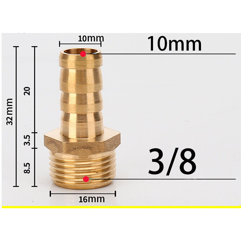 5pcs 3/8″ HOSE BARB X 3/8″ MALE NPT Brass Gas Fuel Water Air Fitting Universal