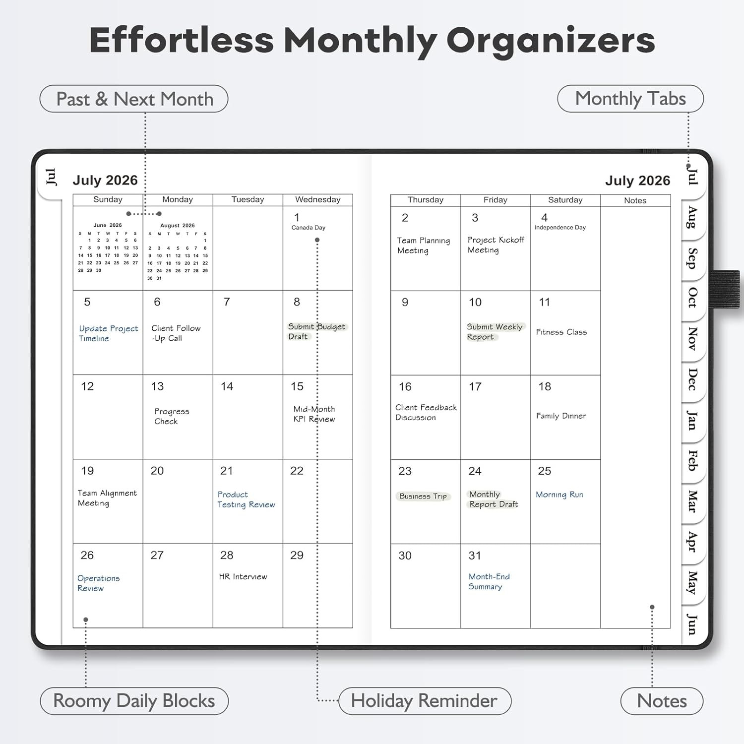 Leather Academic Planner 2026-2027: A5 Black Business Weekly & Monthly Planner f