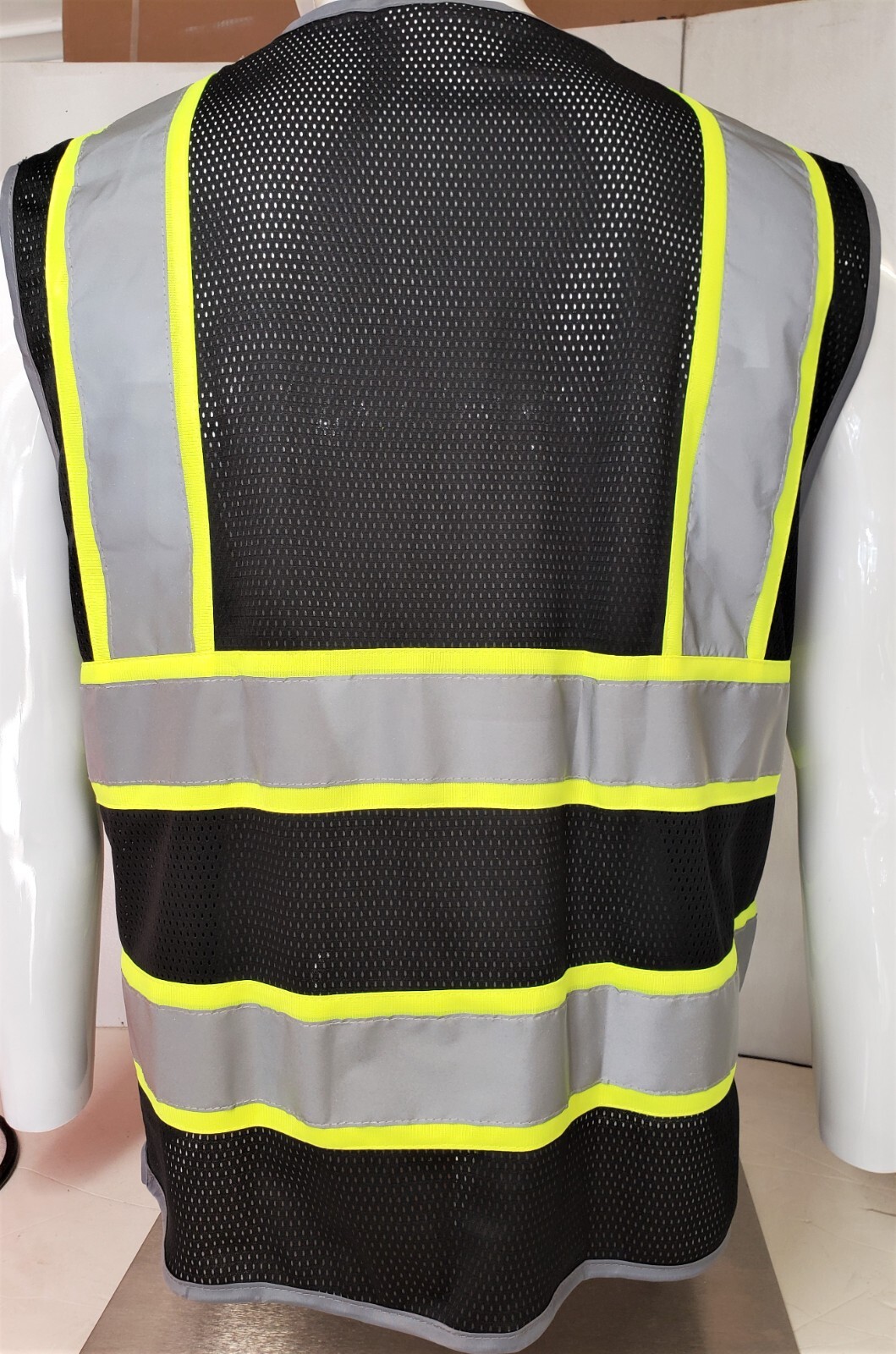Hi Visibility Reflective Black Safety Vest (Small to 2XL)