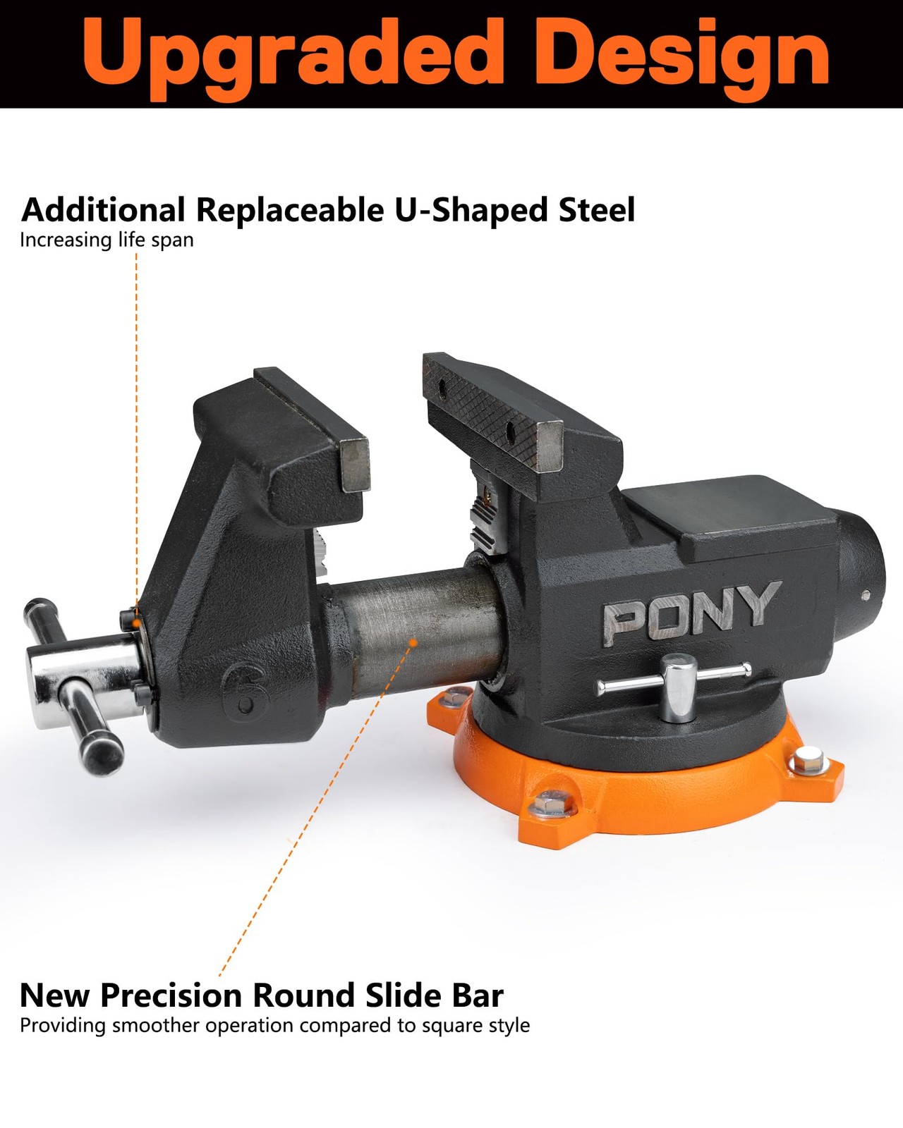 PONY 6″ Heavy Duty Bench Vise 8800LBS Clamp Force 360° Rotatable Workbench Vises