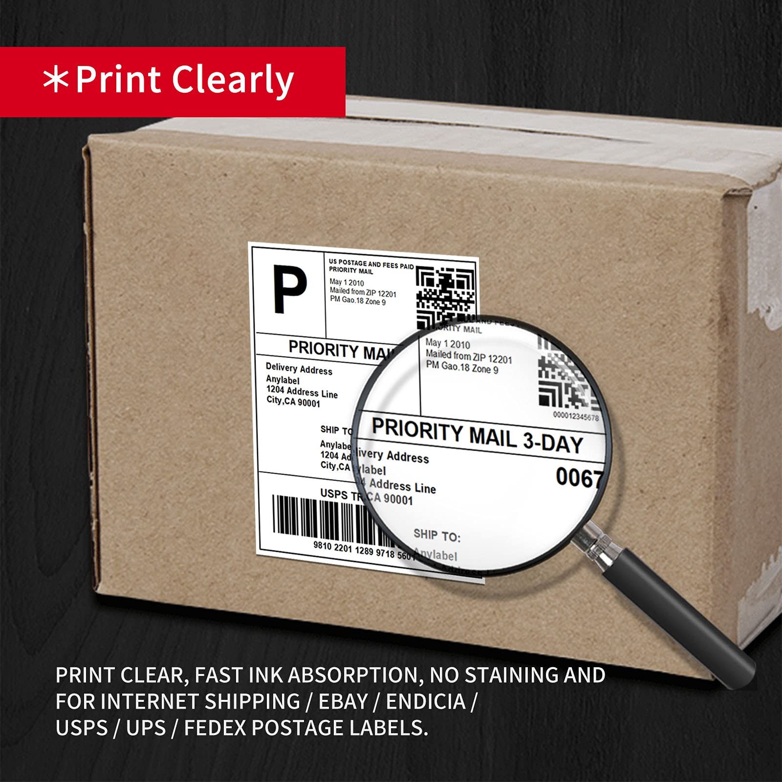 4×6 1 Stack 1000 Labels Fanfold Direct Thermal Shipping Labels Compatible wit…