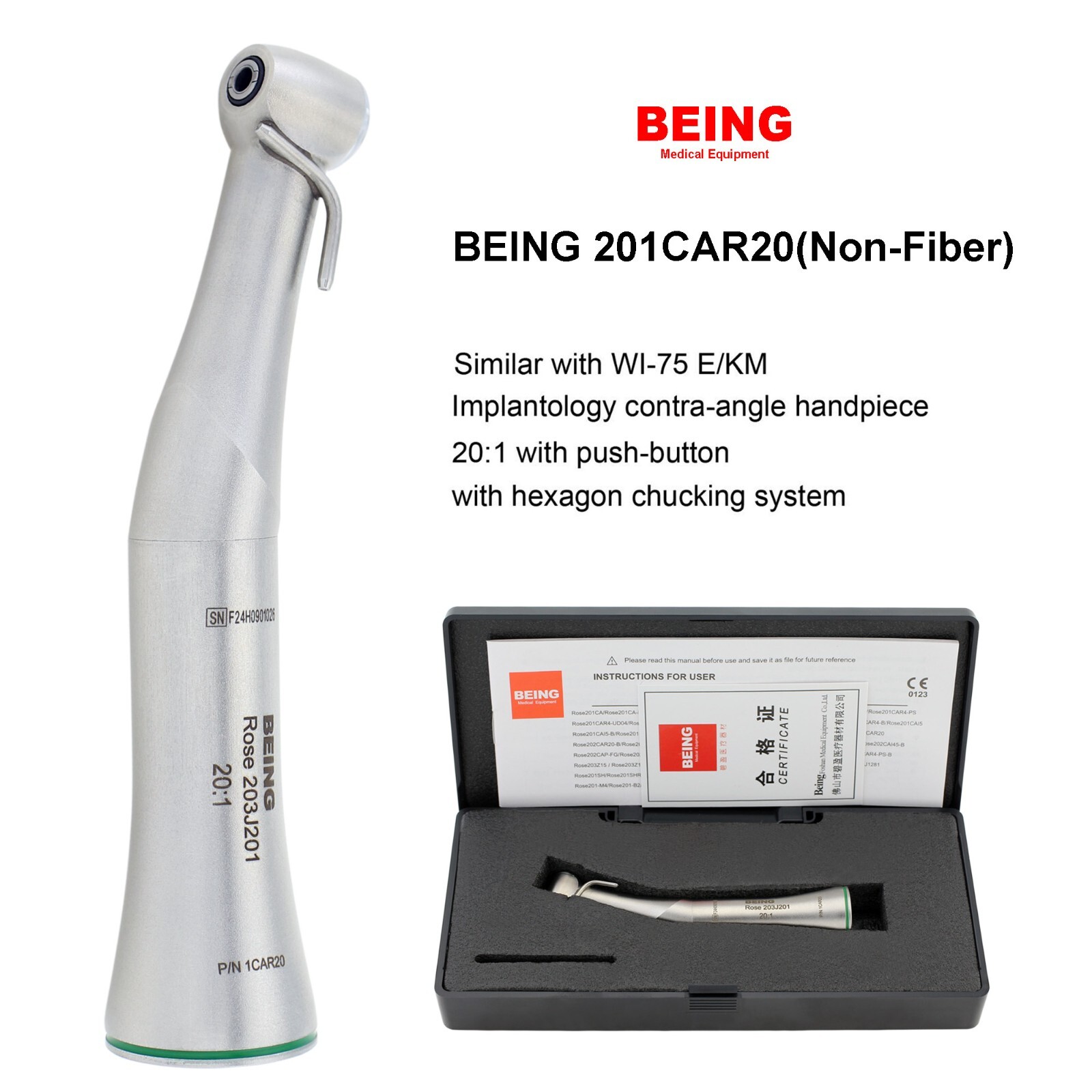 COXO Dental Implant Handpiece 20:1 32:1 Surgical Contra Angle Fiber LED NSK Kavo