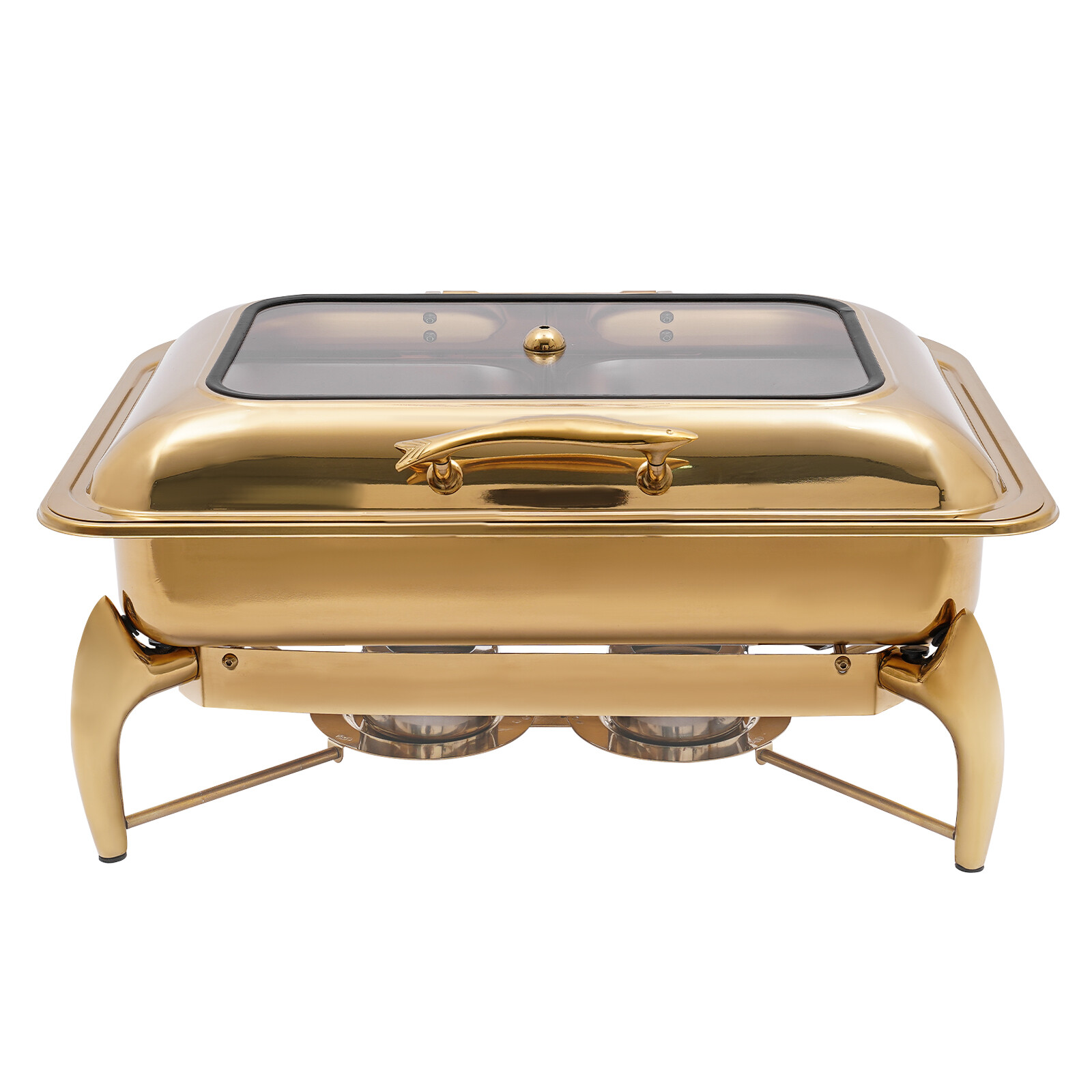Gold 9QT Roll Top Chafing Dish Buffet Set Stainless Steel with Fuel Holder Home