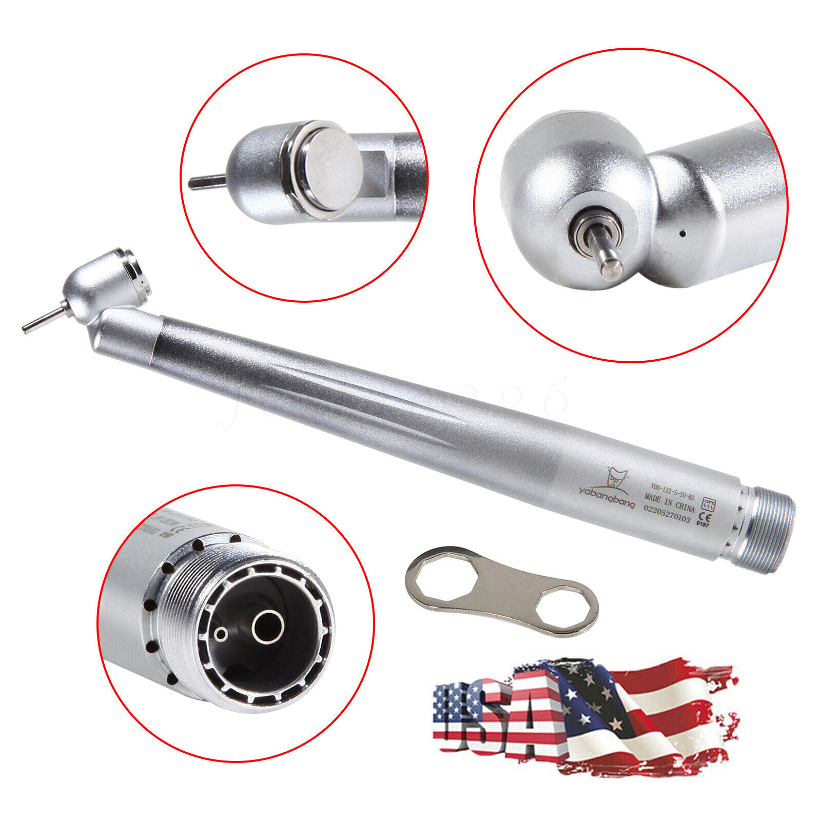 45 Degree Dental Surgical High Speed Handpiece Push Button Single Spray 2-Holes