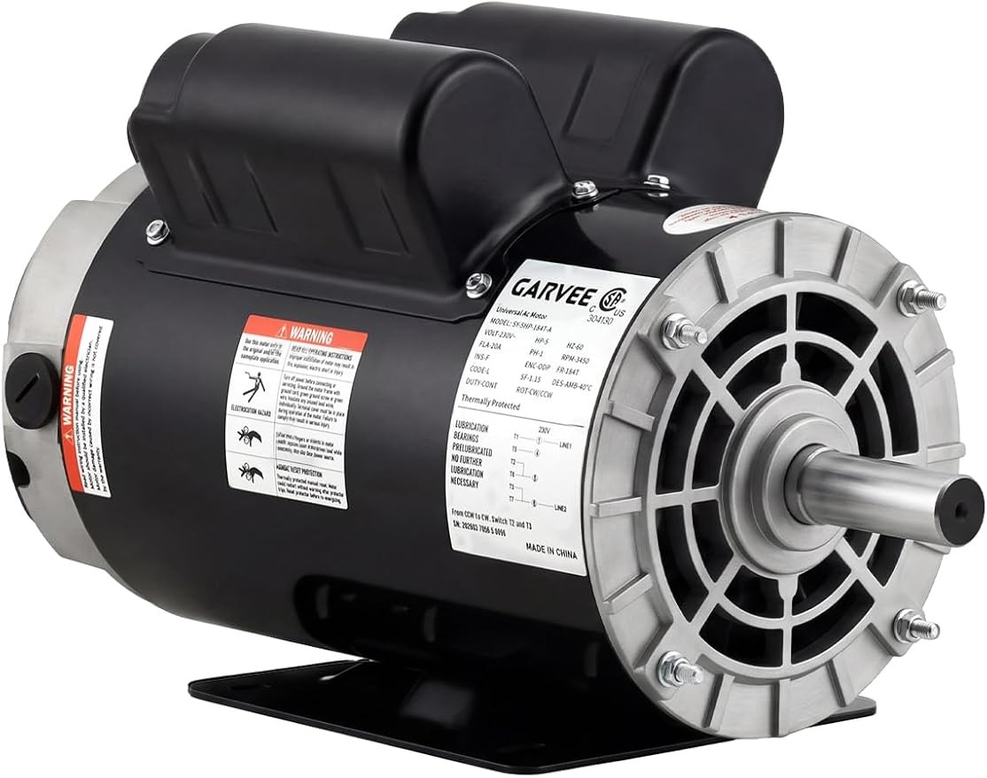 5HP SPL Electric Air Compressor Motor 230V 56 Frame 3450 RPM 7/8″ Shaft