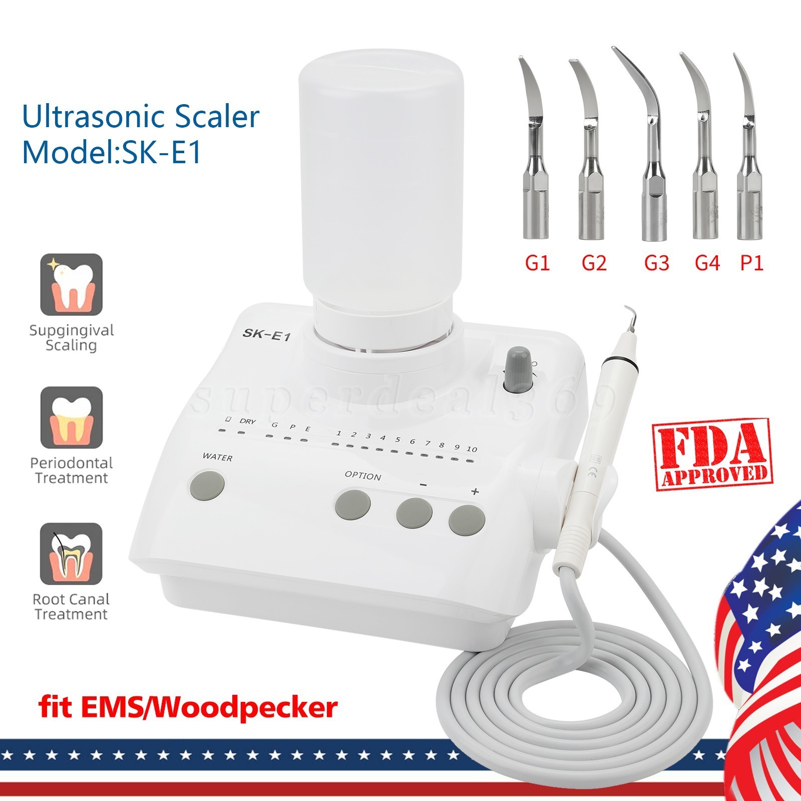 Auto Water Supply Dental Portable Ultrasonic Piezo Scaler fit Cavitron EMS CE