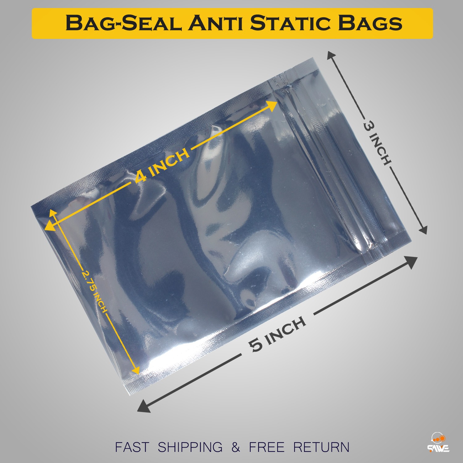 100 x Anti Static Shielding ESD Bags 3″ x 5″ Zip Lock Reclosable 3 x 5
