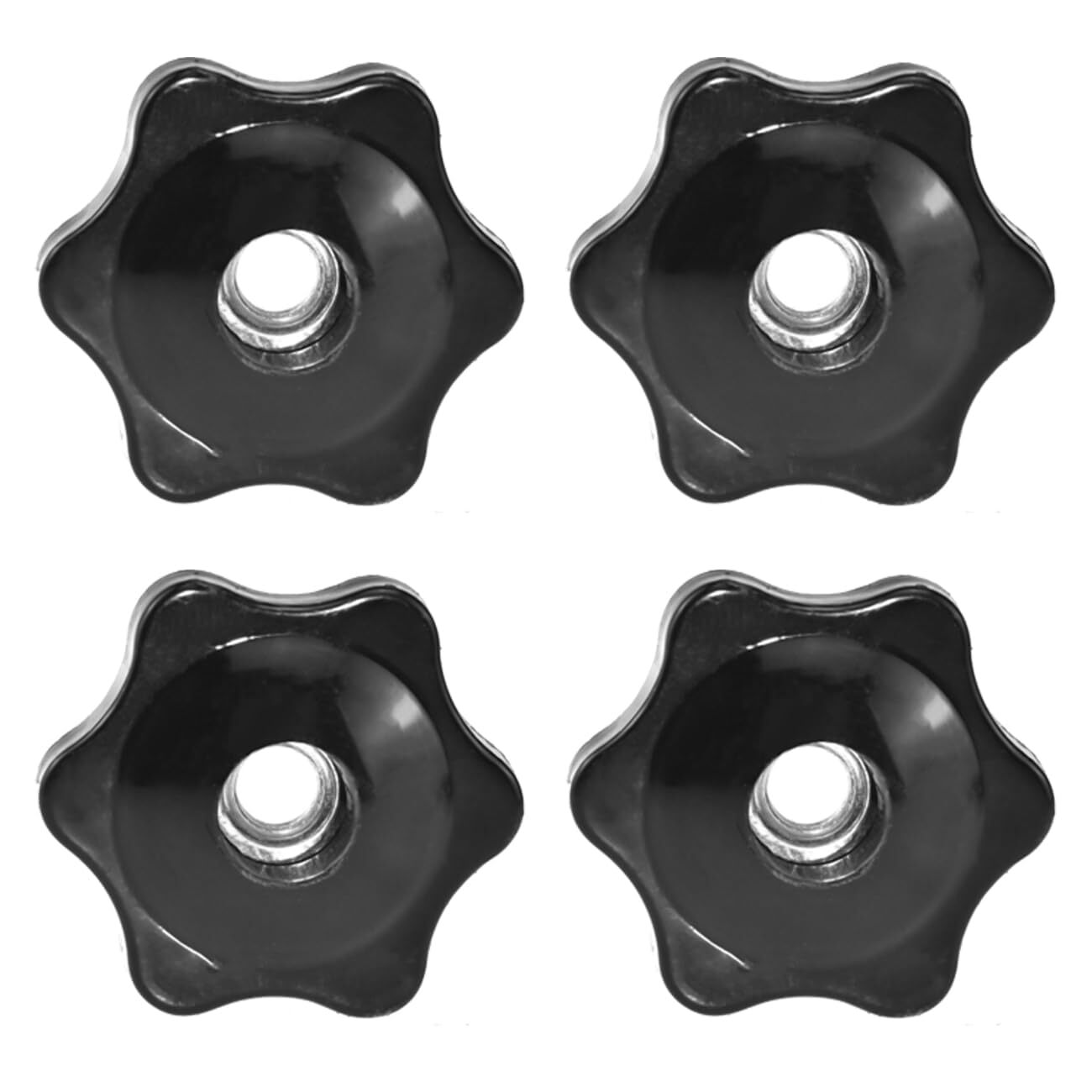 4 Pcs 1/4″-20 Inch Knob Black Nylon Screw-On Type Thru Threaded Knob Nuts 6-Star