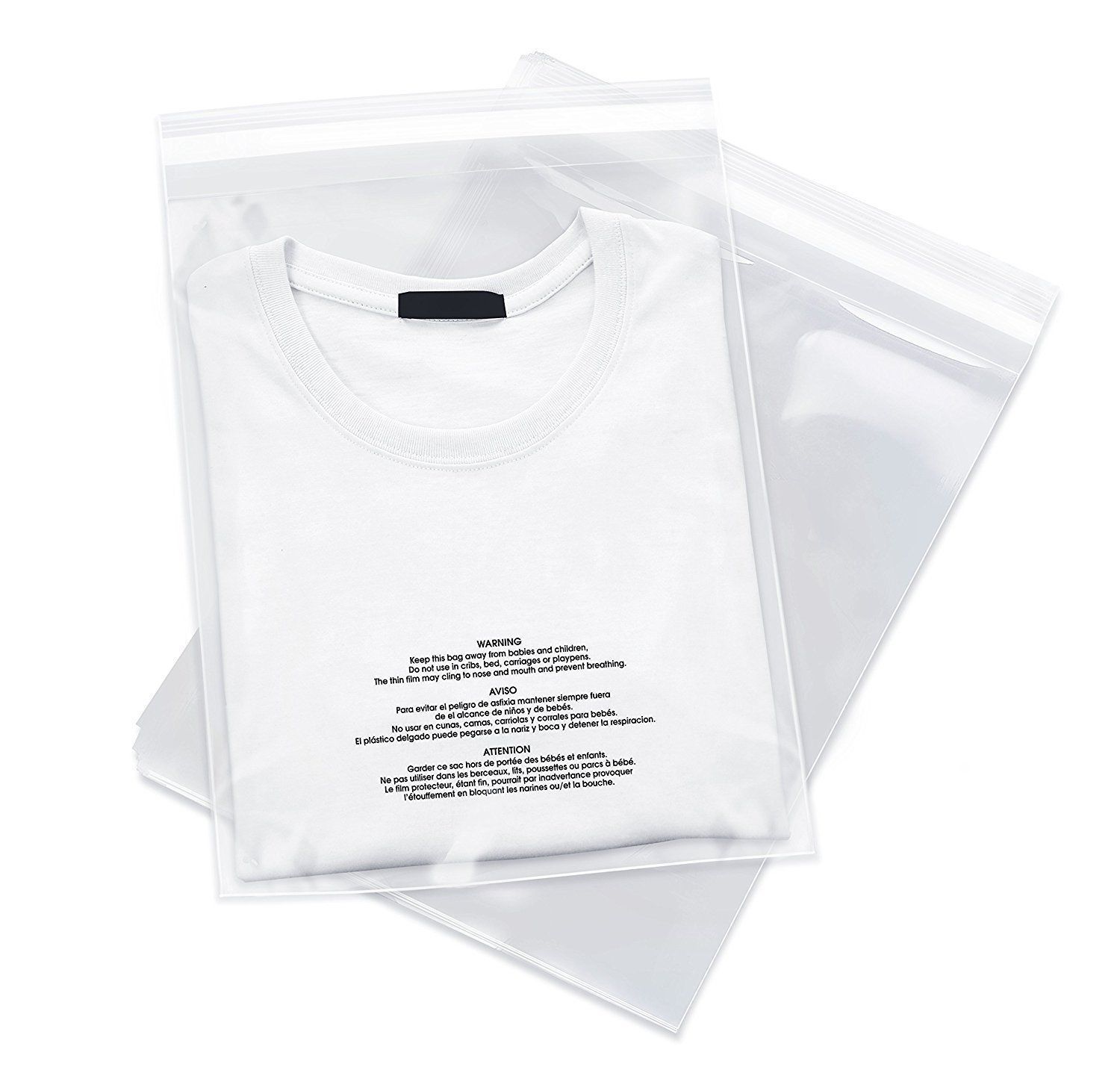500 12×15 Poly Bags Resealable Suffocation Warning Clear Merchandise 1.5 mil