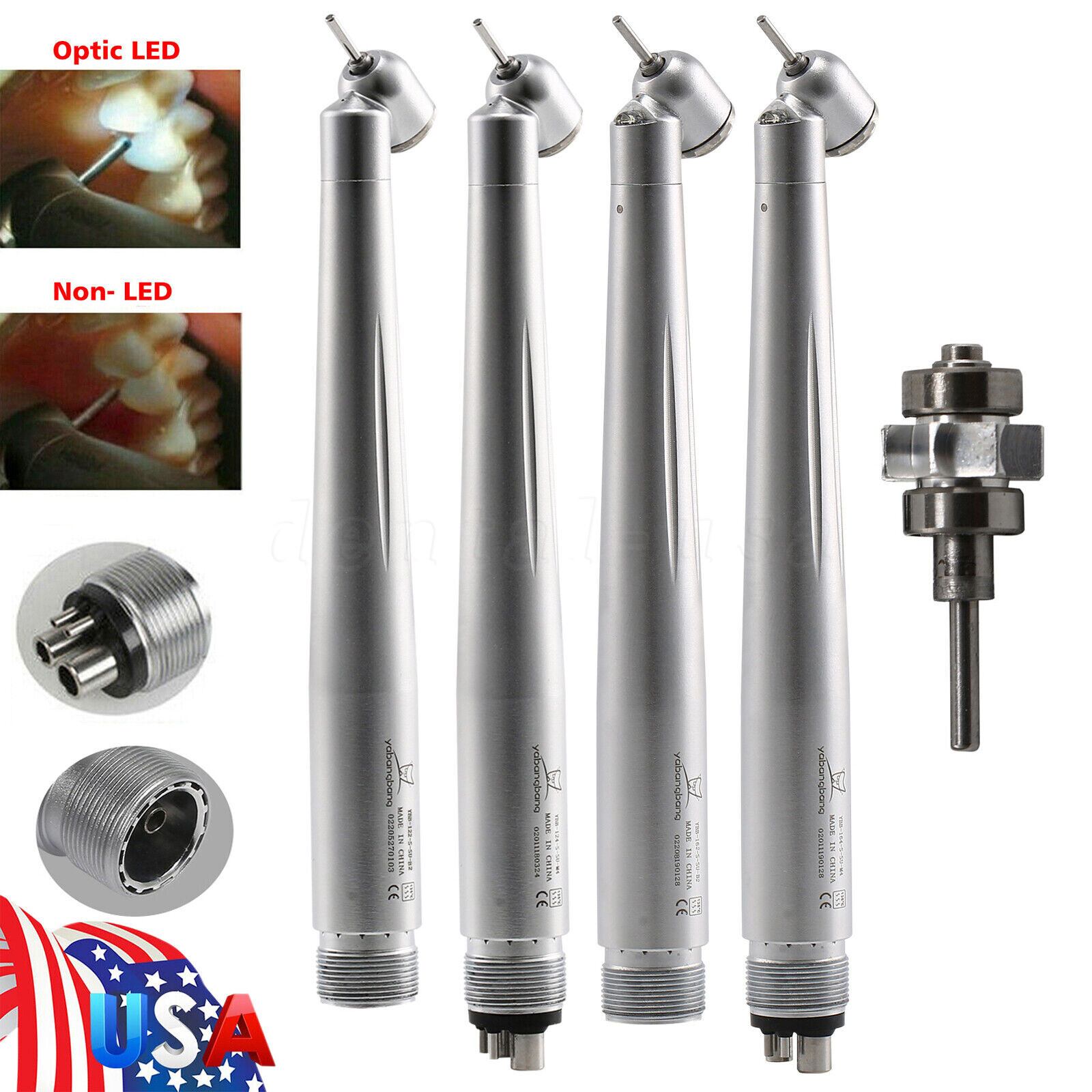 Dental Surgical Handpiece 45 Degree High Speed 4 Hole LED Reverse Air NSK Style