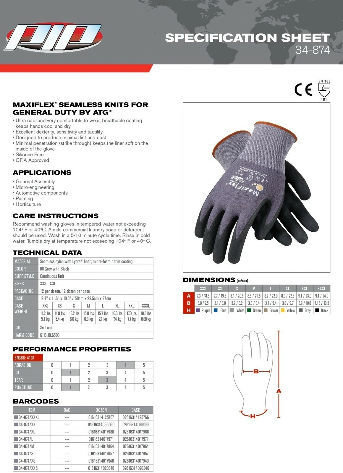 XXS 34-874 Maxiflex Ultimate Nitrile Micro-Foam Coated Gloves – 12 PACK