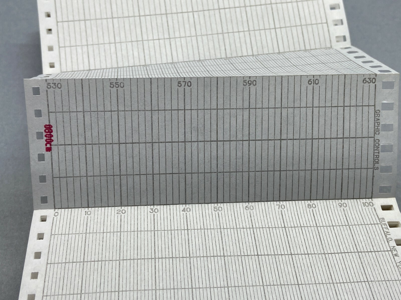Graphic Controls GC-74327 Fanfold Strip Chart Paper 0-100, 530-630 Range