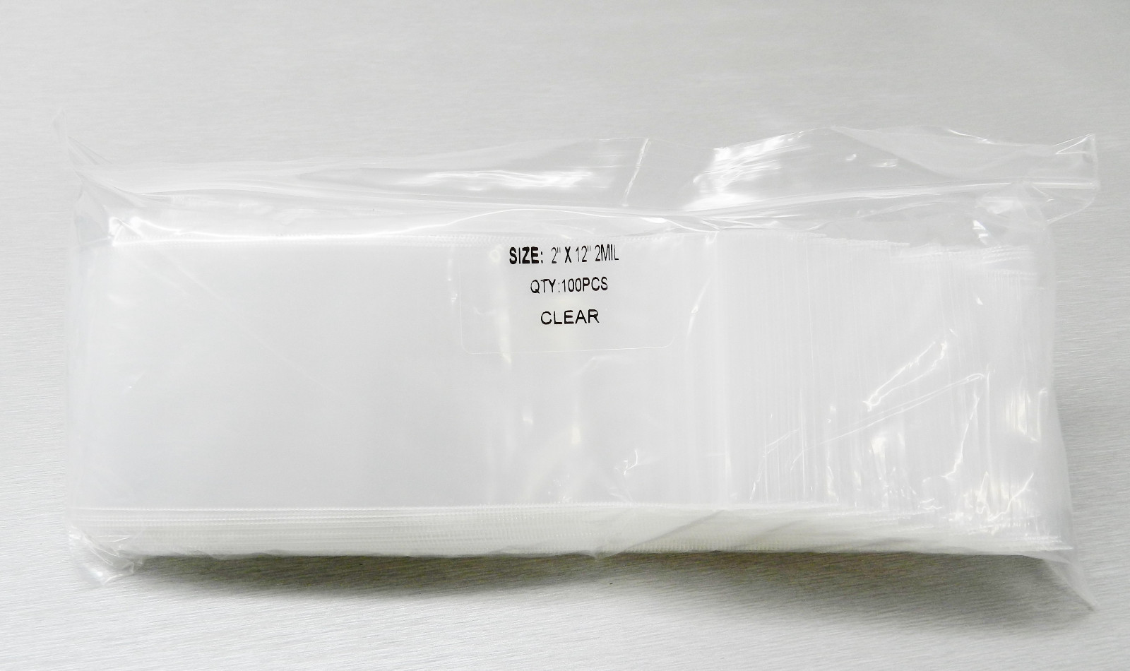 100 Zip Seal Lock Bags 2×12 Clear 2 mil Zip Slide Baggies 2 x 12″ Long Poly Bag