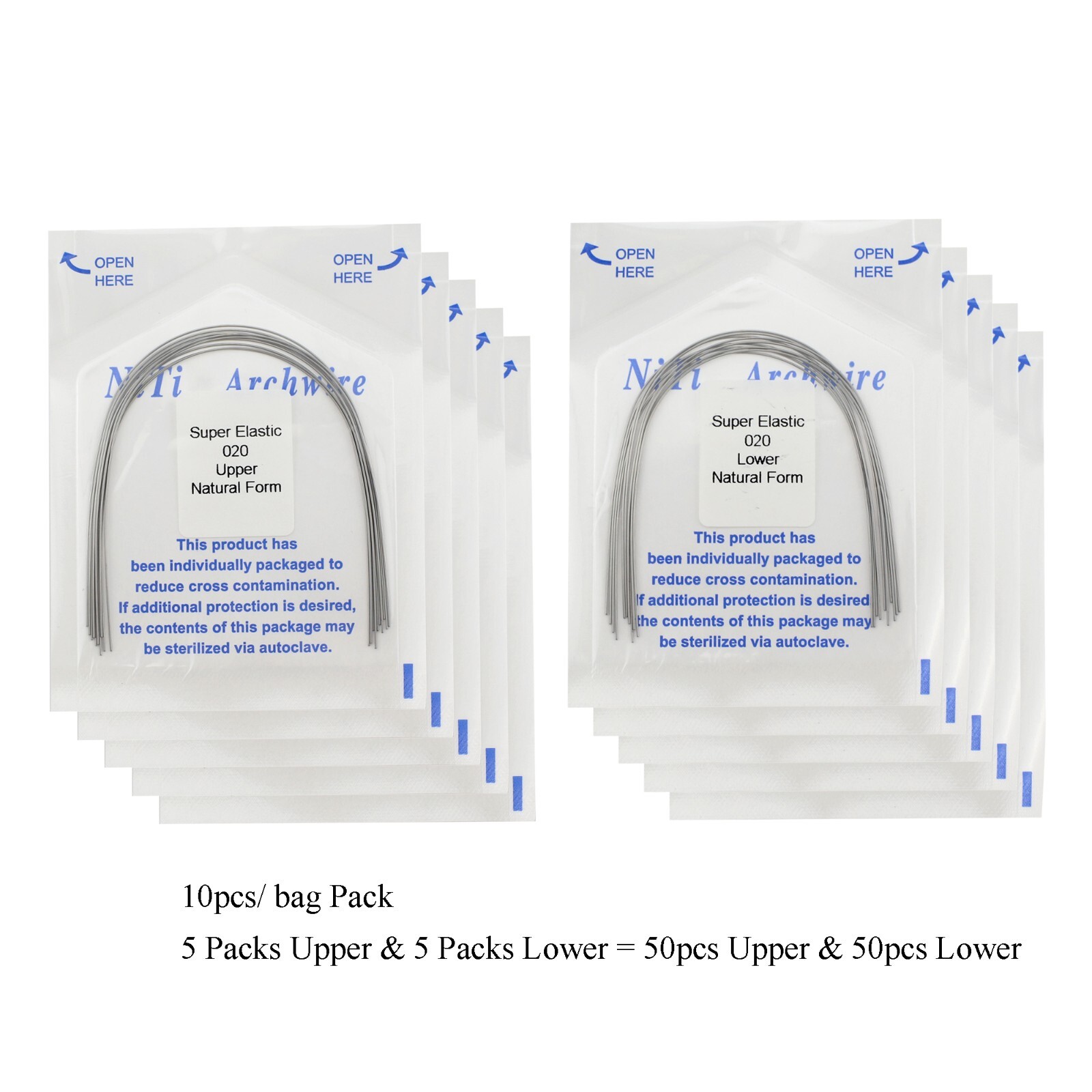 100pc Dental Orthodontic Arch Wires Niti Rectangular Round Natural 1622 012 016