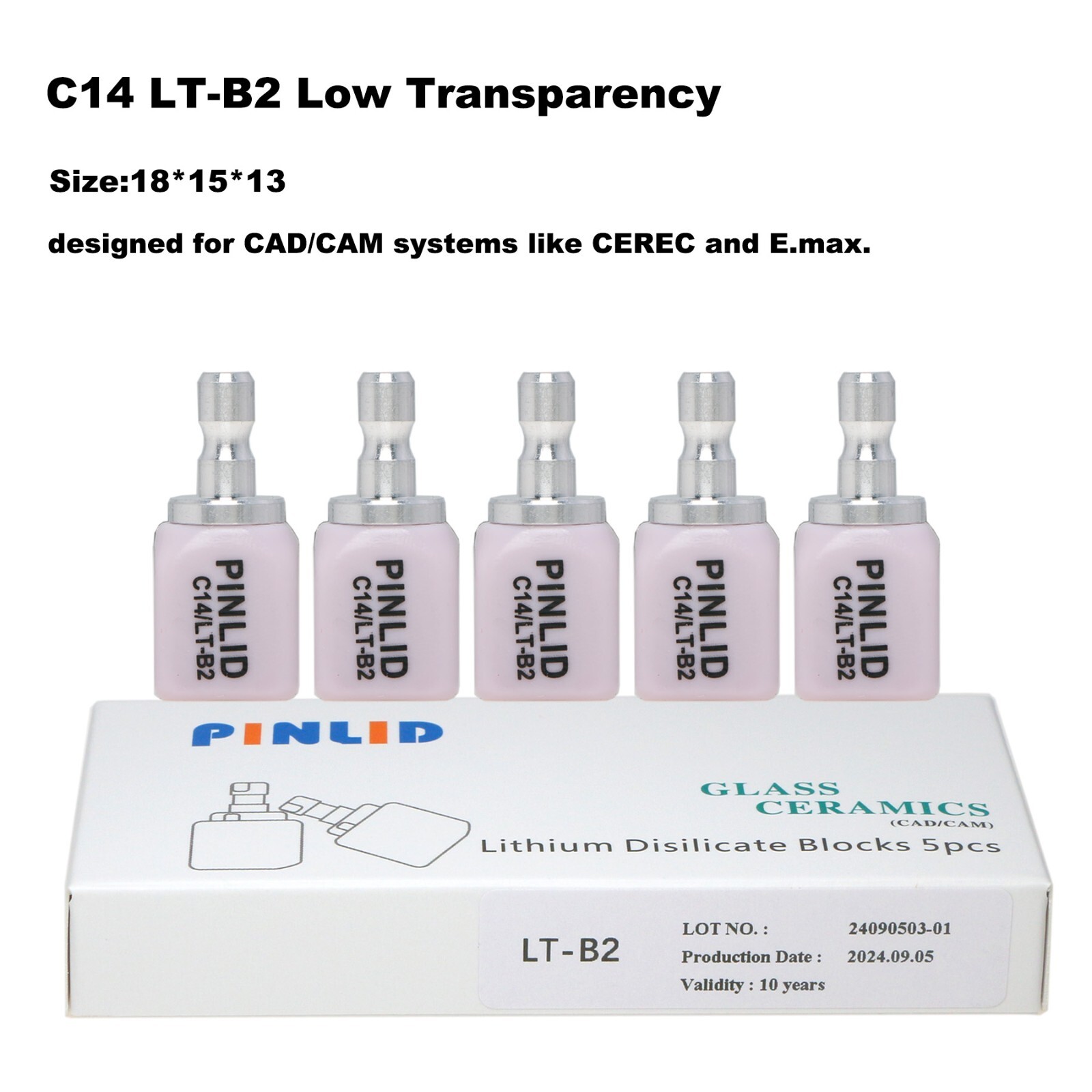 US C14 HT/LT Glass Ceramic Blocks Lithium Disilicate CAD/CAM Cerec Block 5Pcs