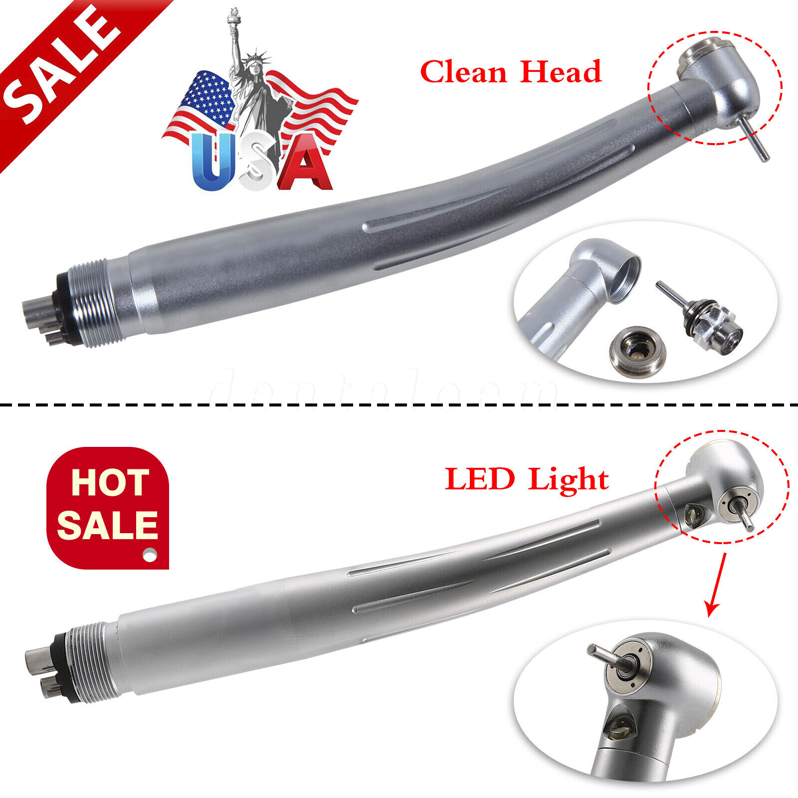 SELF-POWER Dental No-LED / LED E-generator High Speed Handpiece 4Hole Turbine