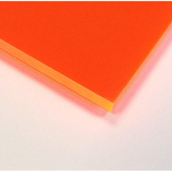 1/8″ (3mm) Orange Neon Fluorescent Acrylic Plexiglass sheet 12″ x 12″ AZM