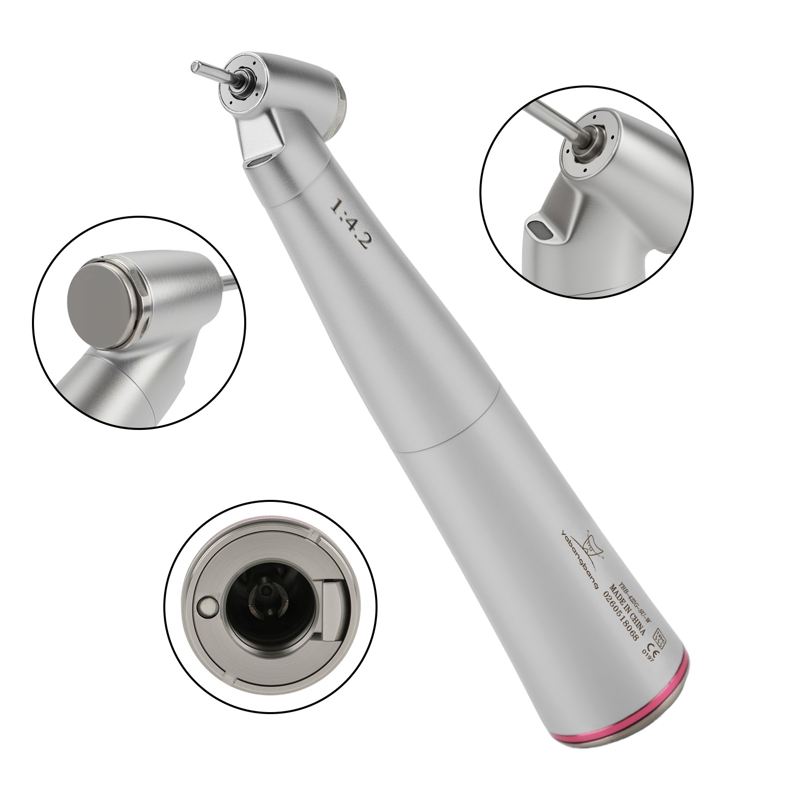 YABANGBANG DENTAL FIBER OPTIC LED CONTRA ANGLE HANDPIECE 1:1 1:5 1:4.2 45° ANGLE