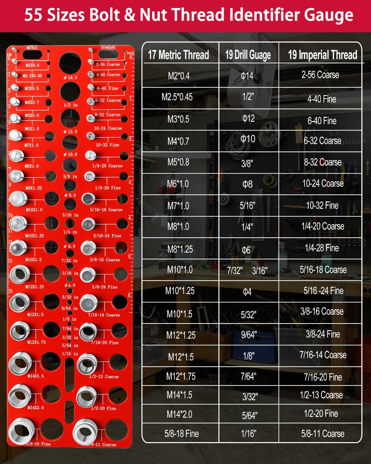 55 Nut and Bolt thread checker thread checker Standard and Metric