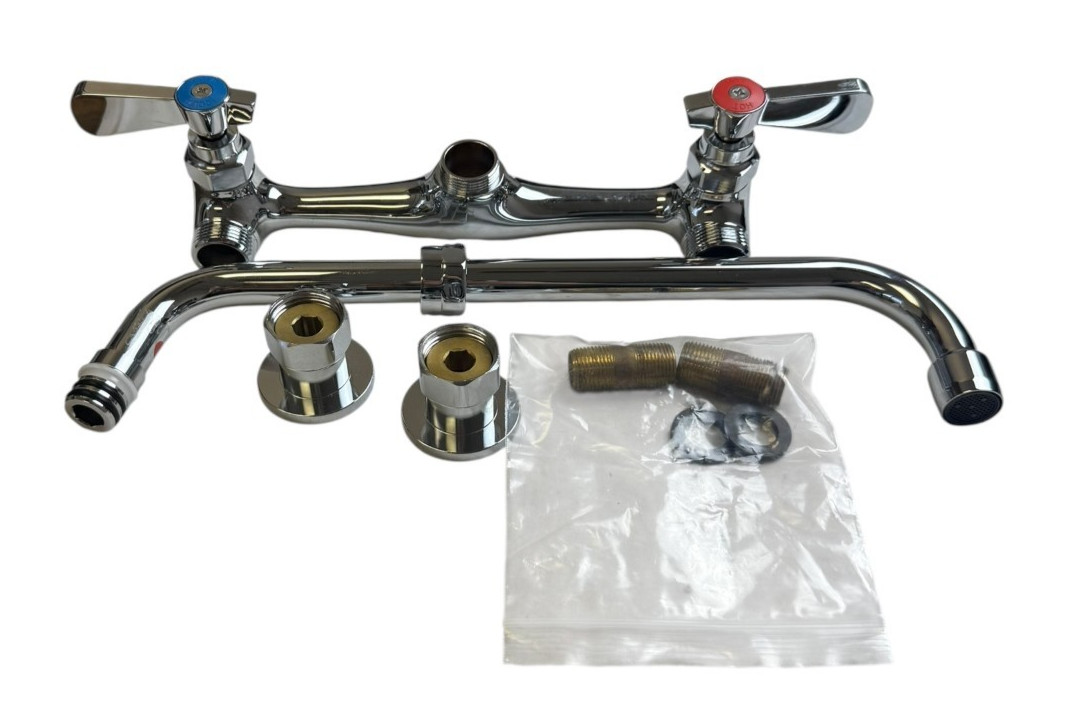 ASSURE Brass Faucet, Wall Mount, 8 Centers, 12 Swing Nozzle MADE IN VİETNAM
