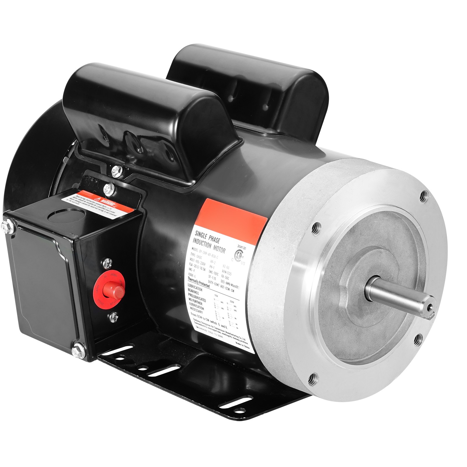 2HP Electric Motor 1725RPM AC 115V/230V 56C Frame 1-Phase 5/8″ Keyed Shaft