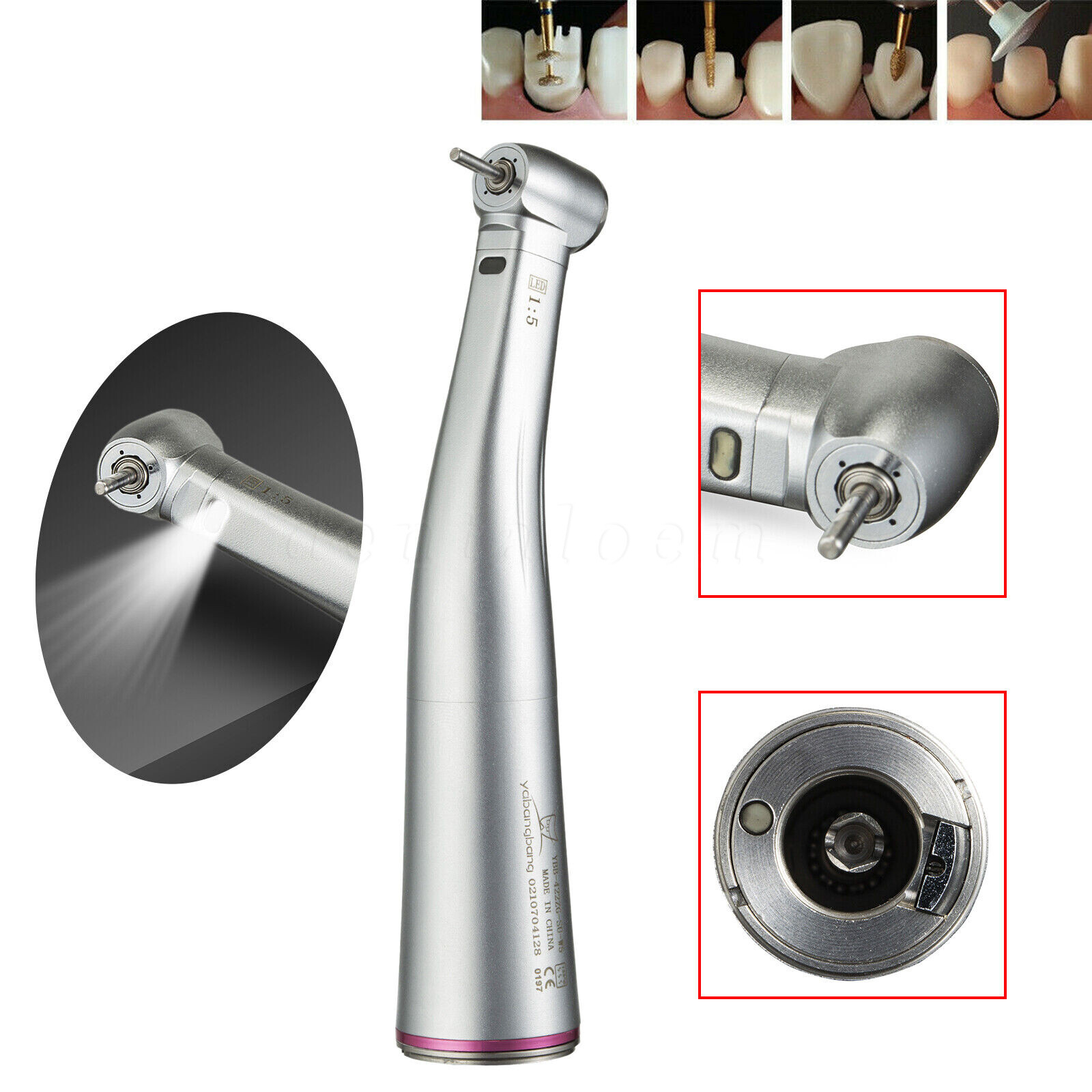 NSK Ti-MAX X95L Estilo Dental 1:5 LED Contra Angulo Fibra Optica Anillo Rojo