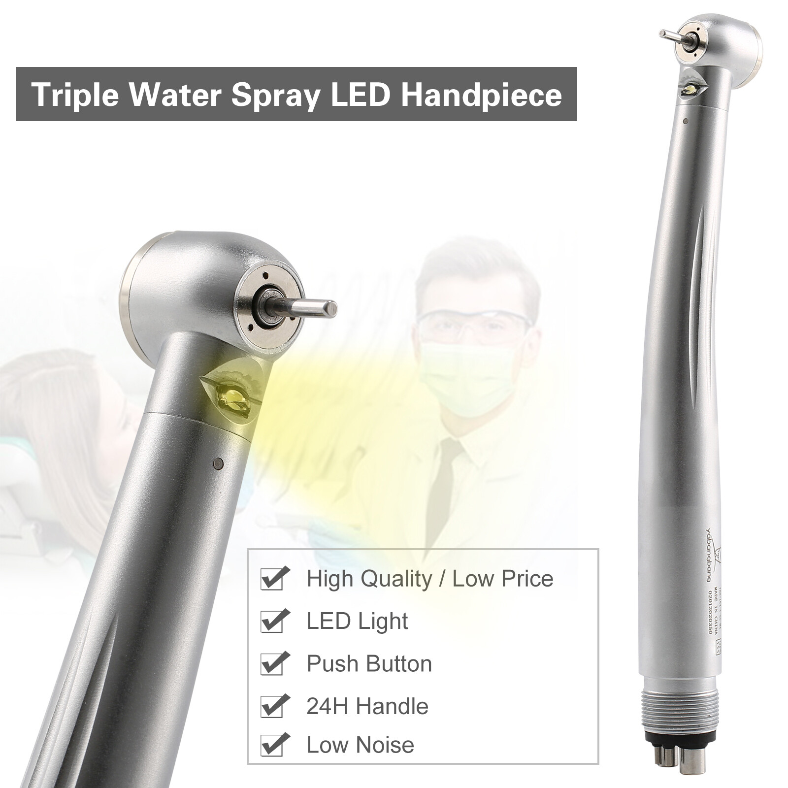 E-generator Dental LED Fiber Optic High Speed Handpiece Internal Triple Spray