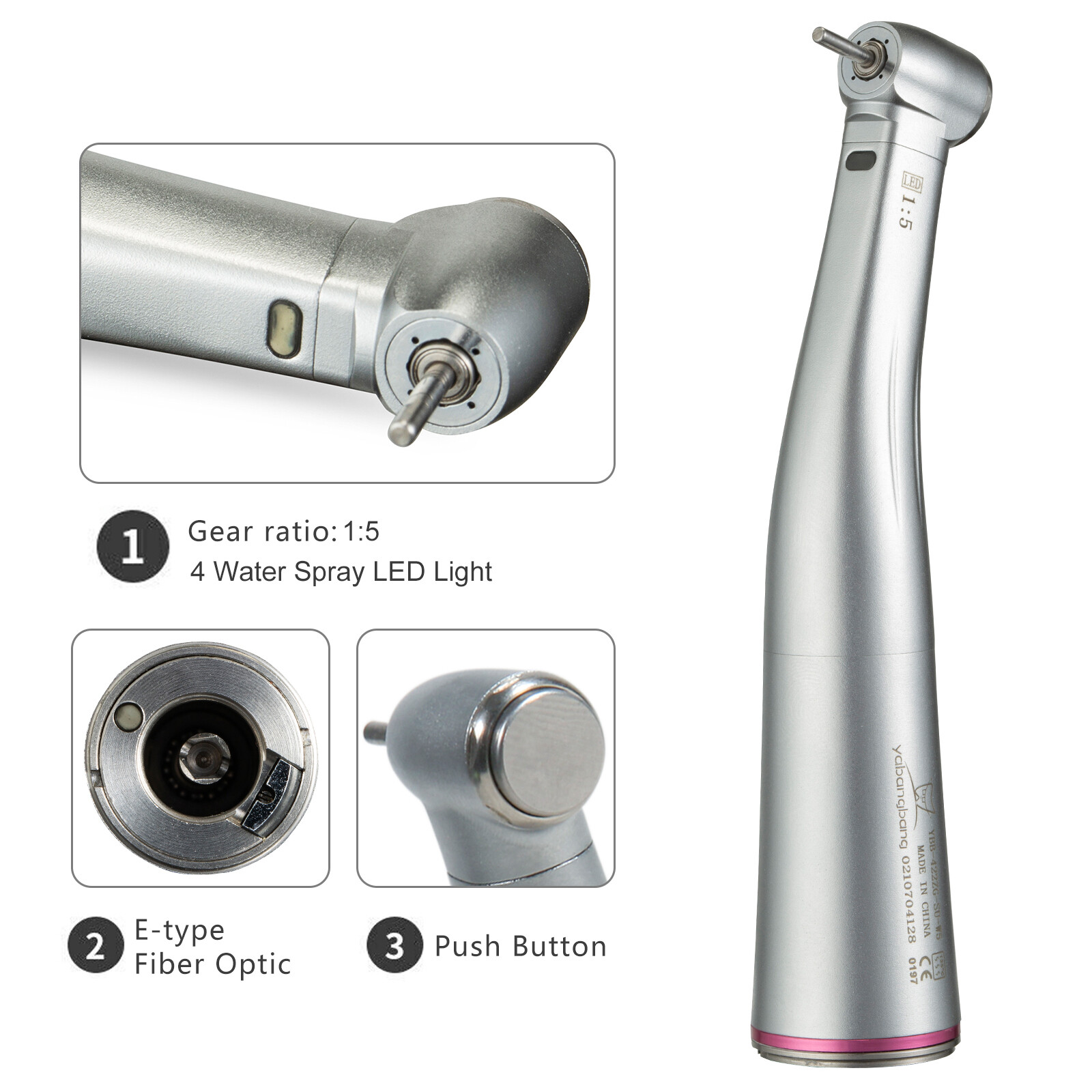 Dental 1:5 Increasing Contra Angle Handpiece Inner four Spray Fit KAV/NSK