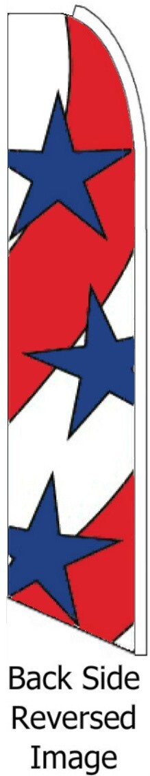 PATRIOTIC STARS & STRIPES FLUTTER FLAG Tall Feather Swooper Curved Top Banner