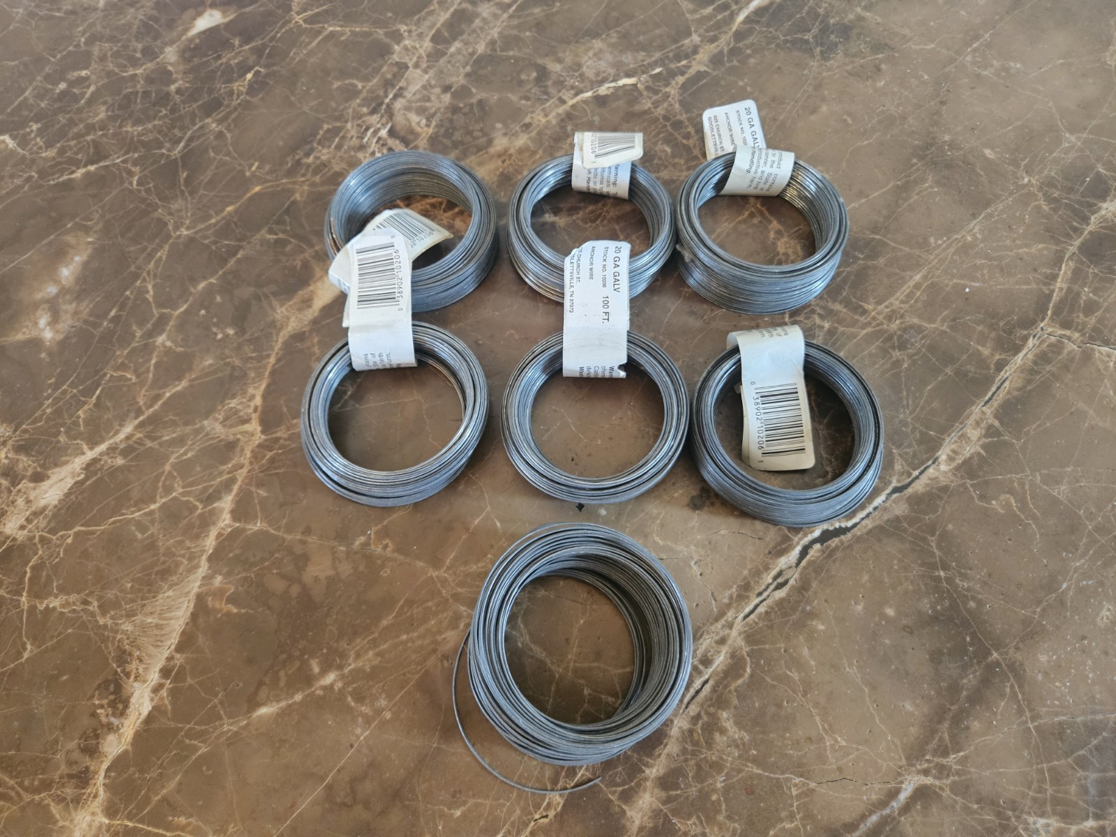 ~ 20 Gauge Galvanized Anchor Wire Lot QTY 7 TOTAL 700 Feet Hillman ~