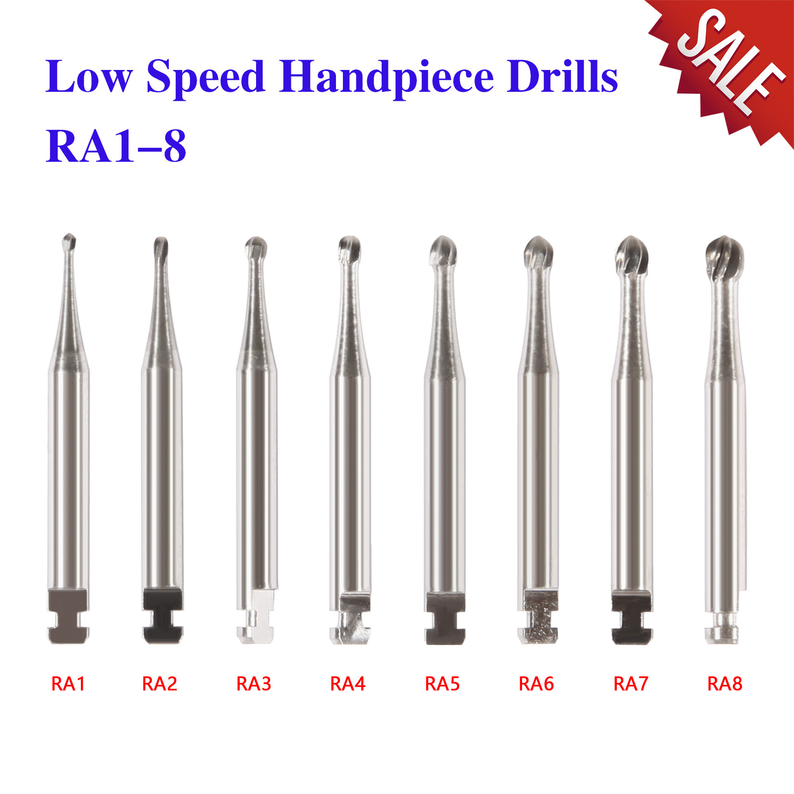 Dental Round Latch Carbide Bur RA 1 2 3 4 5 6 7 8 Midwest For Slow Speed SQ