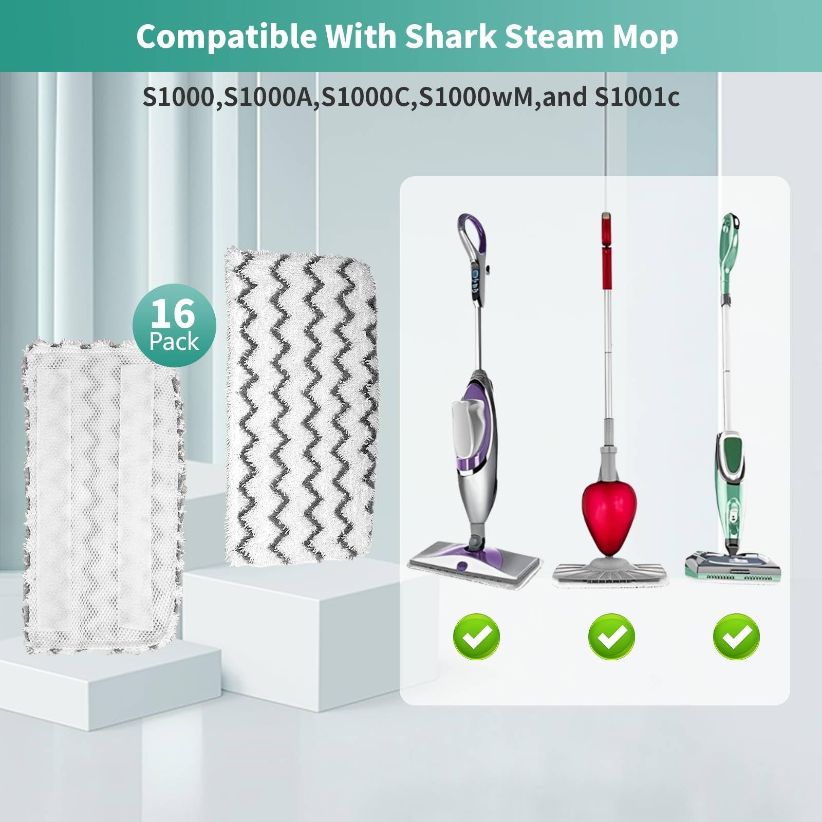 Fepoch 16 Pack Microfiber Steam Mop Replacement Pads For Shark Steam Mop S1000