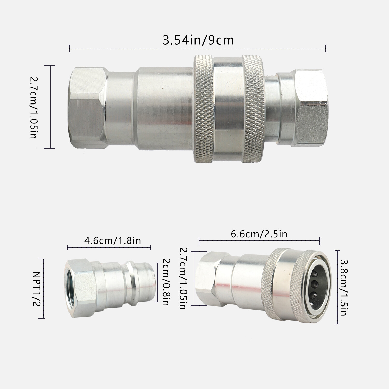 1/2″ Ag Hydraulic Quick Connect Couplers Couplings, Ball Pioneer Style 2 Sets