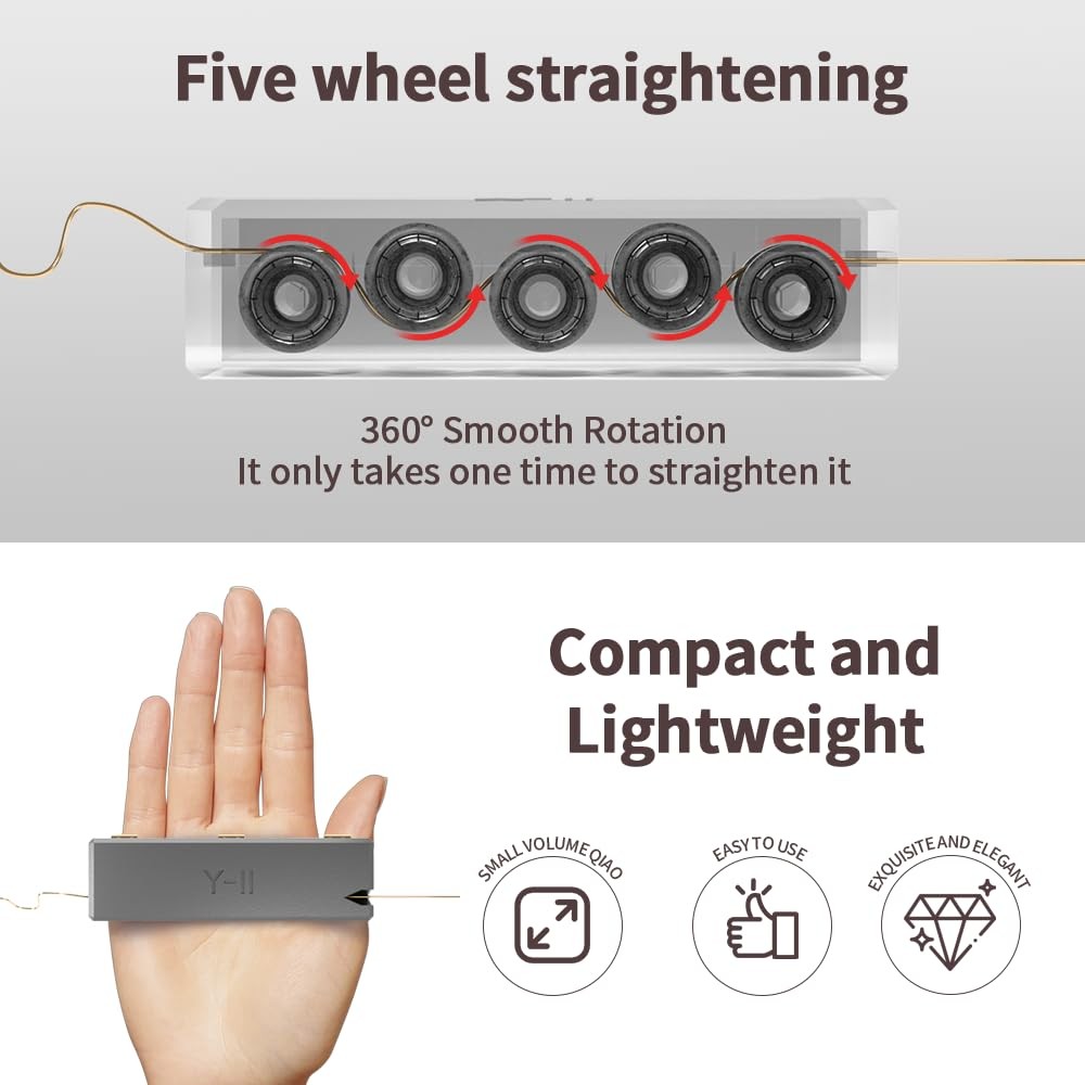 Y-II Wire Straightener Tool with 5 Bearings – Flip-Top Design for Jewelry Maki