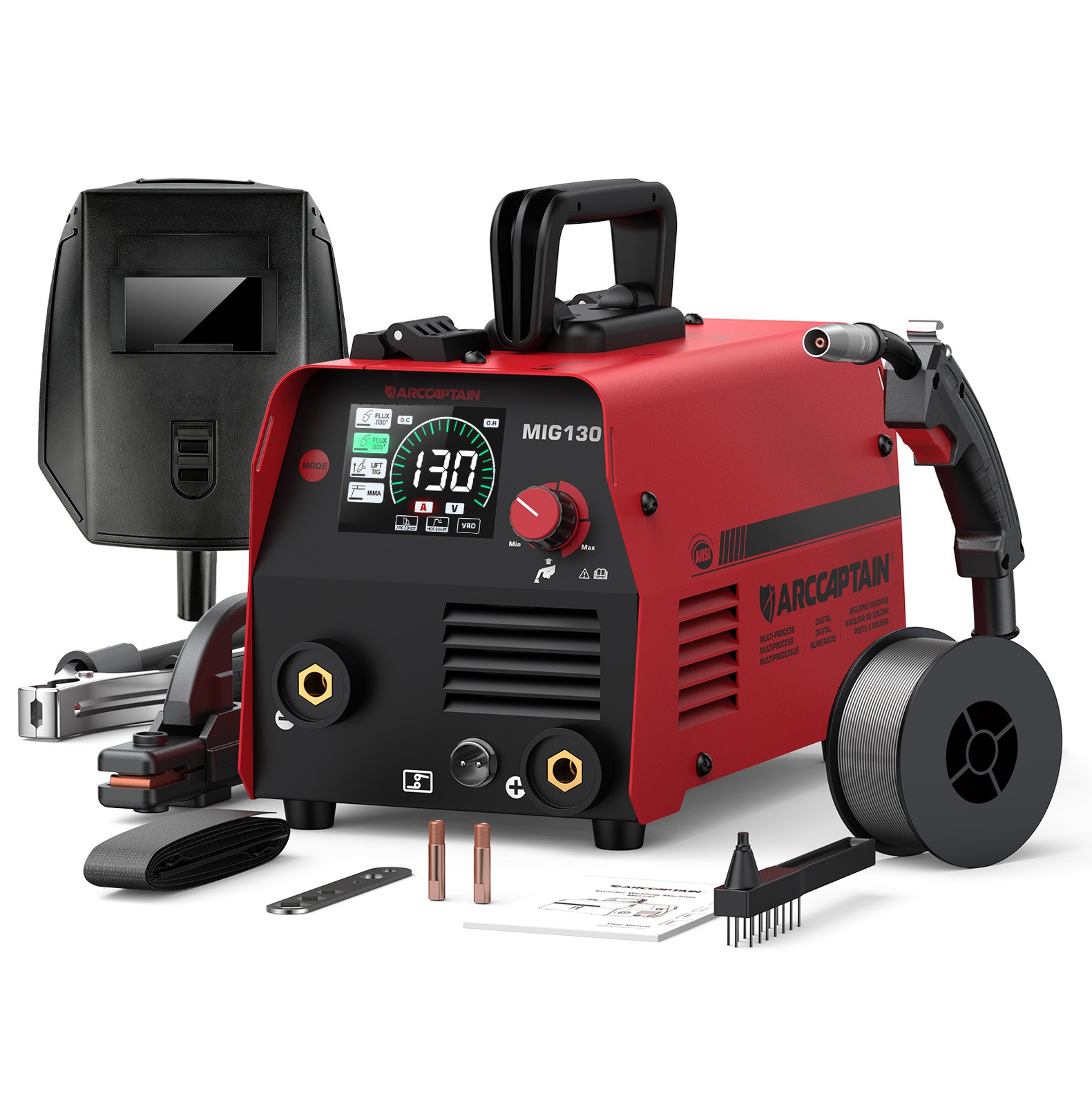 ARCCAPTAIN 3 in 1 MIG Welder 130Amp Flux Core Mig/Lift TIG/MMA Gasless Digital?