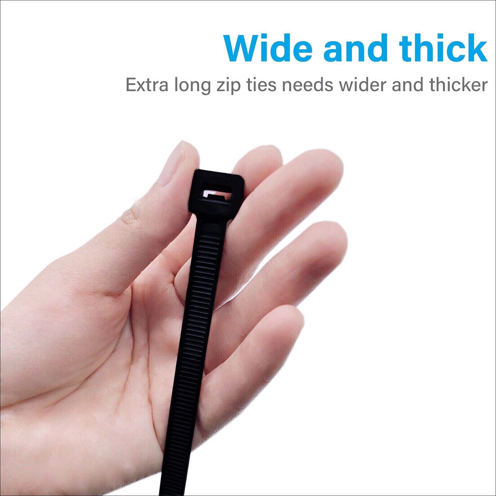 HeavyDuty 48Inch Nylon Zip Ties 175 Lbs Tensile Strength Black 12 Pcs for Outd