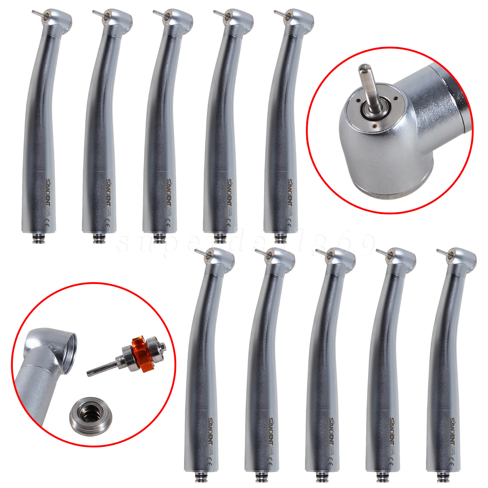 1-10*Dental High Speed Turbine Handpiece fit NSK 4 Hole Quick Coupler SANDENT st