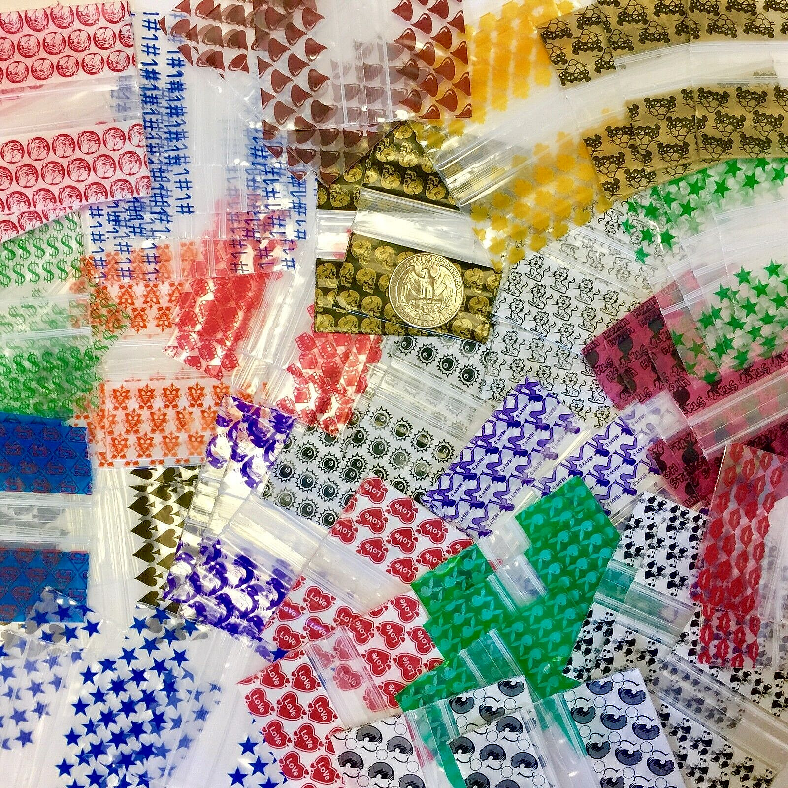 2.5 MIL ZipSeal DESIGN BAGS 2″ X 1″ 1000PCS CHOOSE 10 DESIGN OR MIX, ?Details?