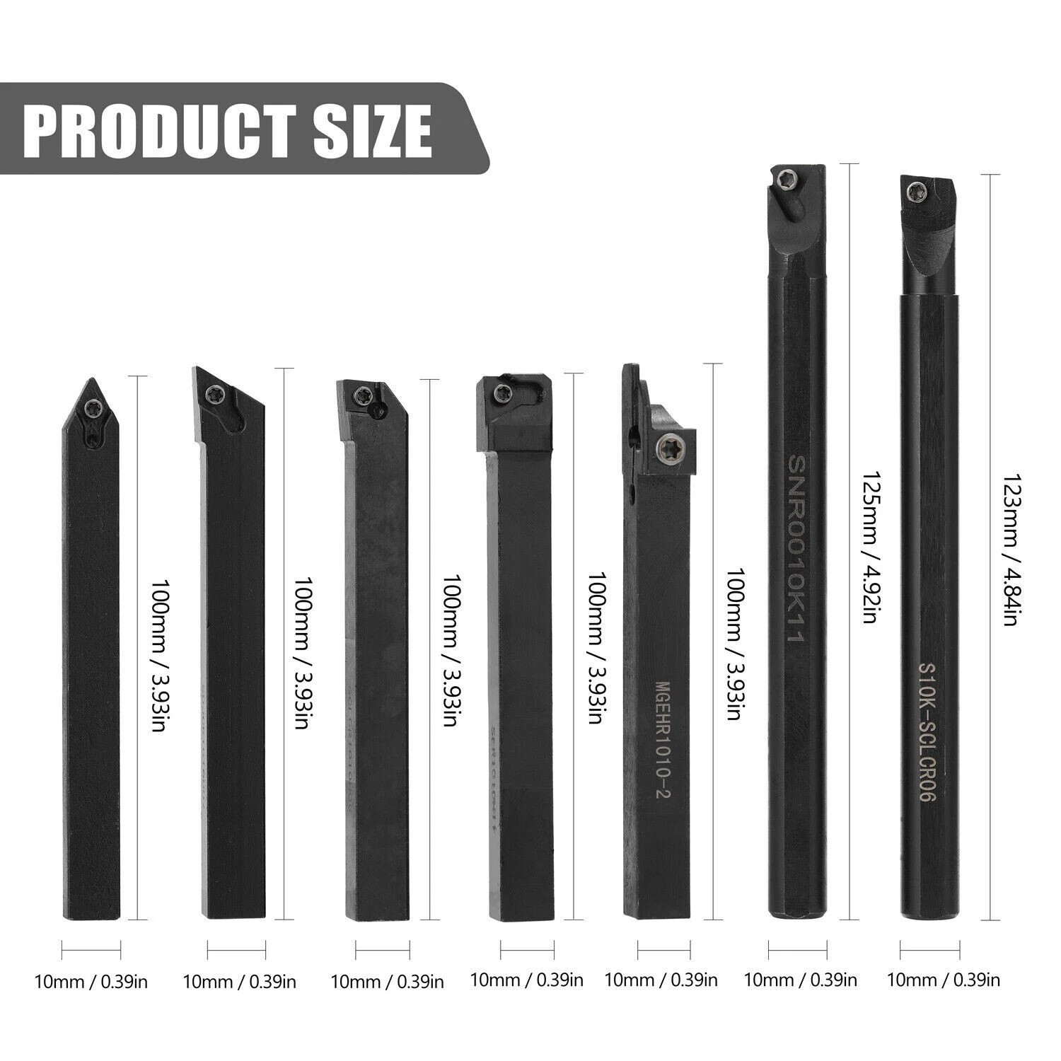 3/8 ” 10mm Shank Indexable Carbide Lathe Turning Insert Tool Holder 21PCS