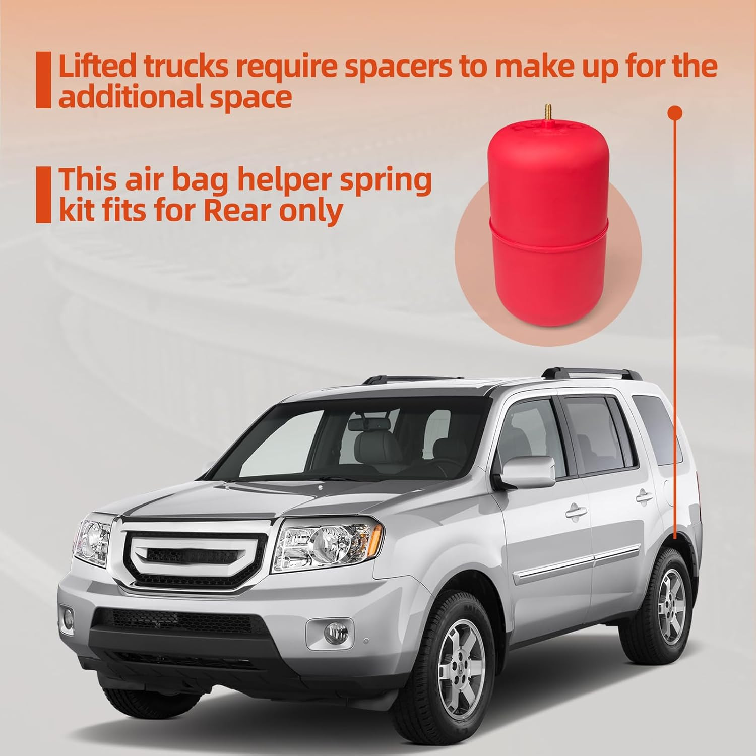 Rear Air Spring Bag 2005-2017 Honda Odyssey Pilot Acura MDX 1000lbs Repl 60815